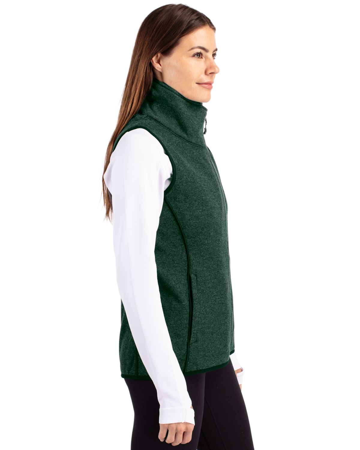 Cutter & Buck Mainsail Sweater-Knit Womens Full Zip Asymmetrical Vest 9