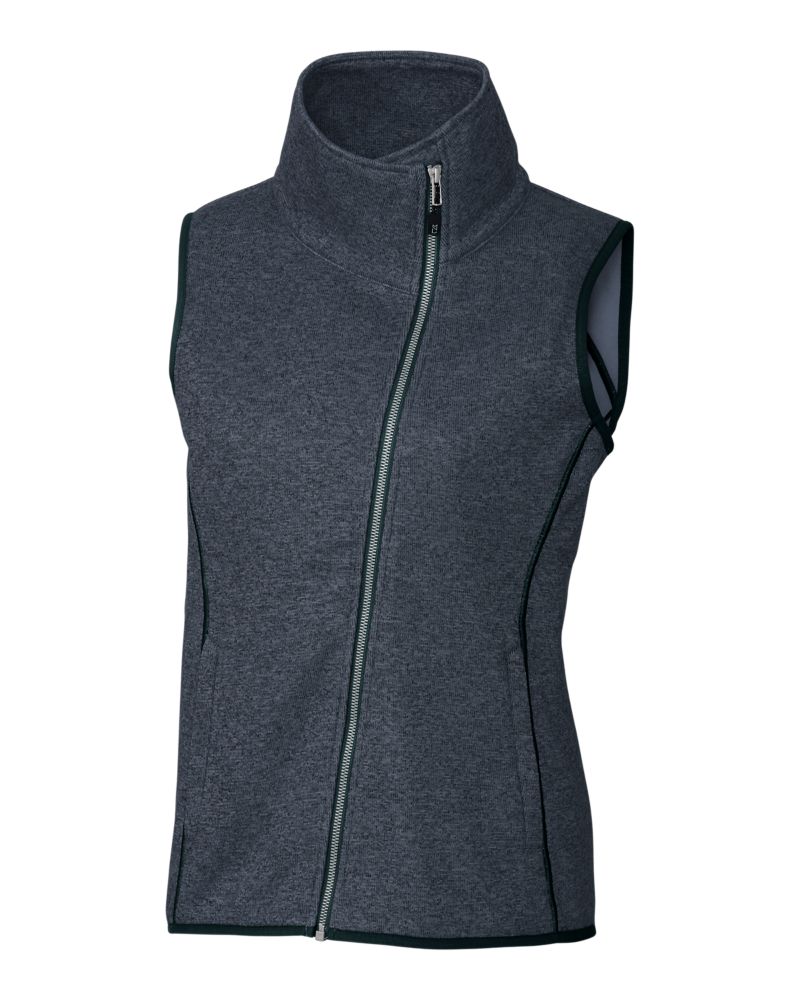 Cutter & Buck Mainsail Sweater-Knit Womens Full Zip Asymmetrical Vest 12
