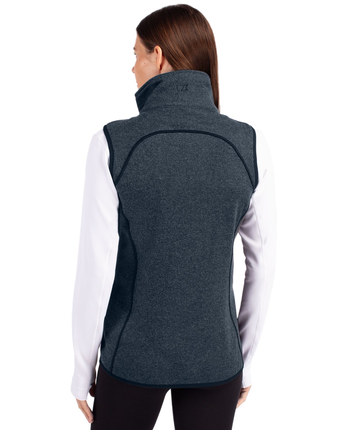 Cutter & Buck Mainsail Sweater-Knit Womens Full Zip Asymmetrical Vest 138