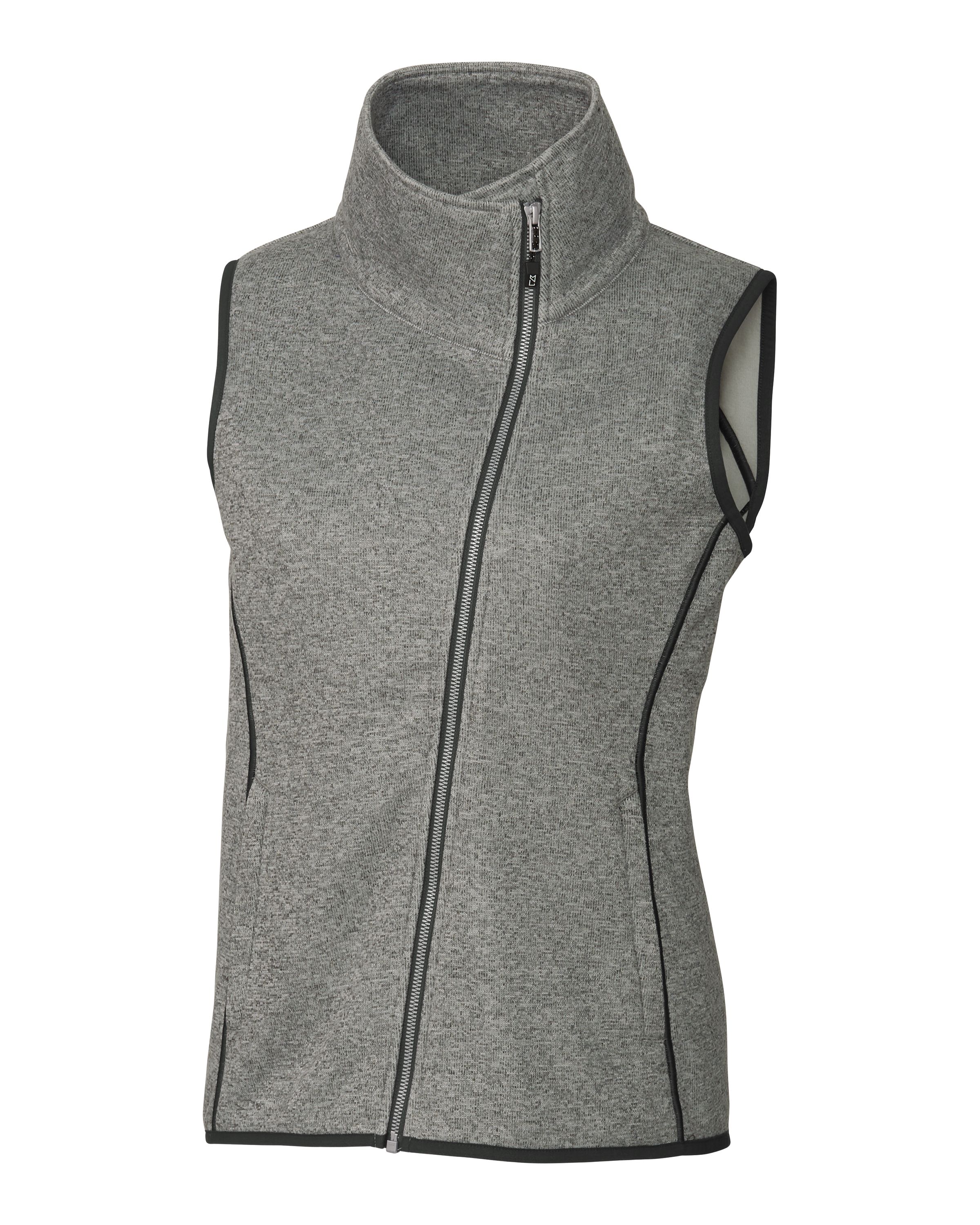 Cutter & Buck Mainsail Sweater-Knit Womens Full Zip Asymmetrical Vest 140