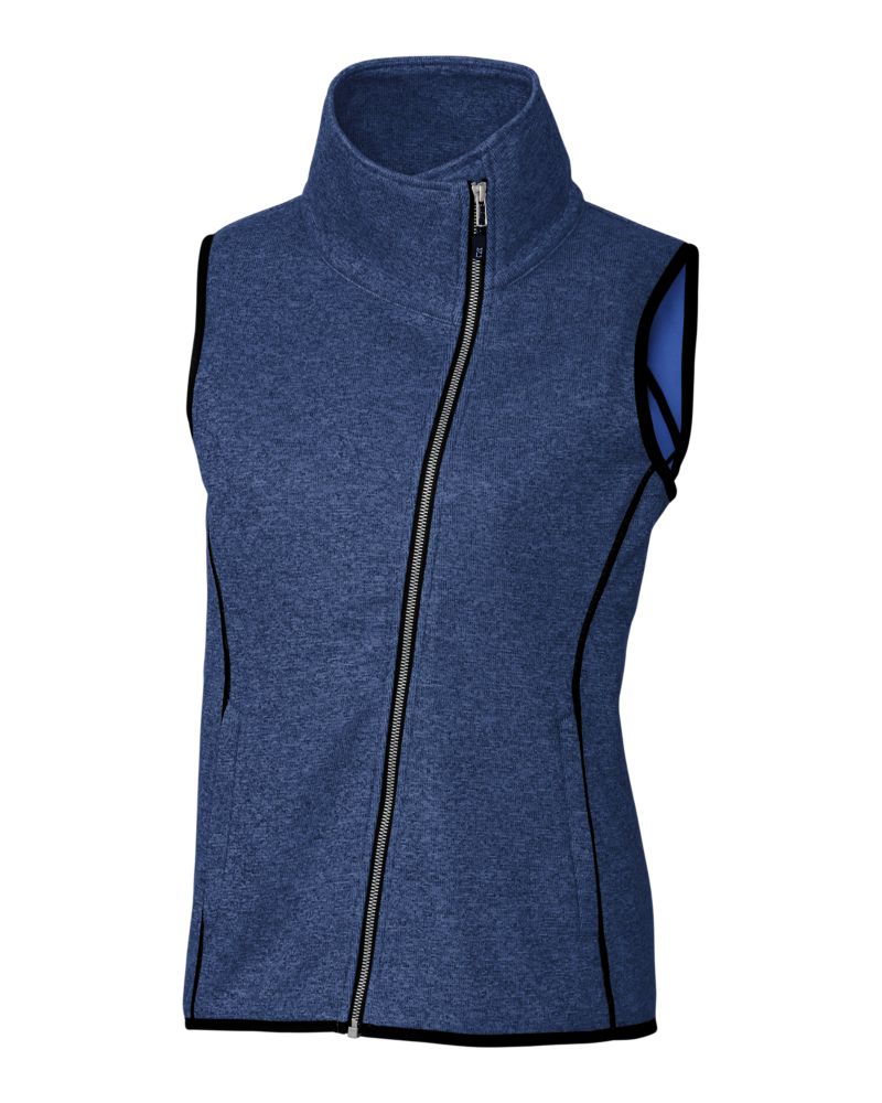 Cutter & Buck Mainsail Sweater-Knit Womens Full Zip Asymmetrical Vest 99