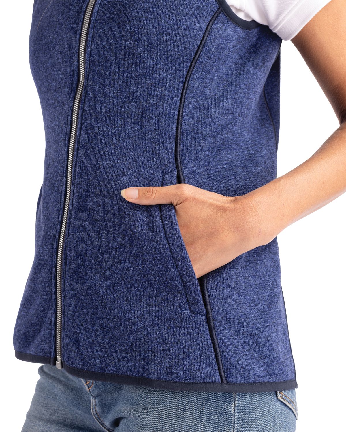 Cutter & Buck Mainsail Sweater-Knit Womens Full Zip Asymmetrical Vest 13