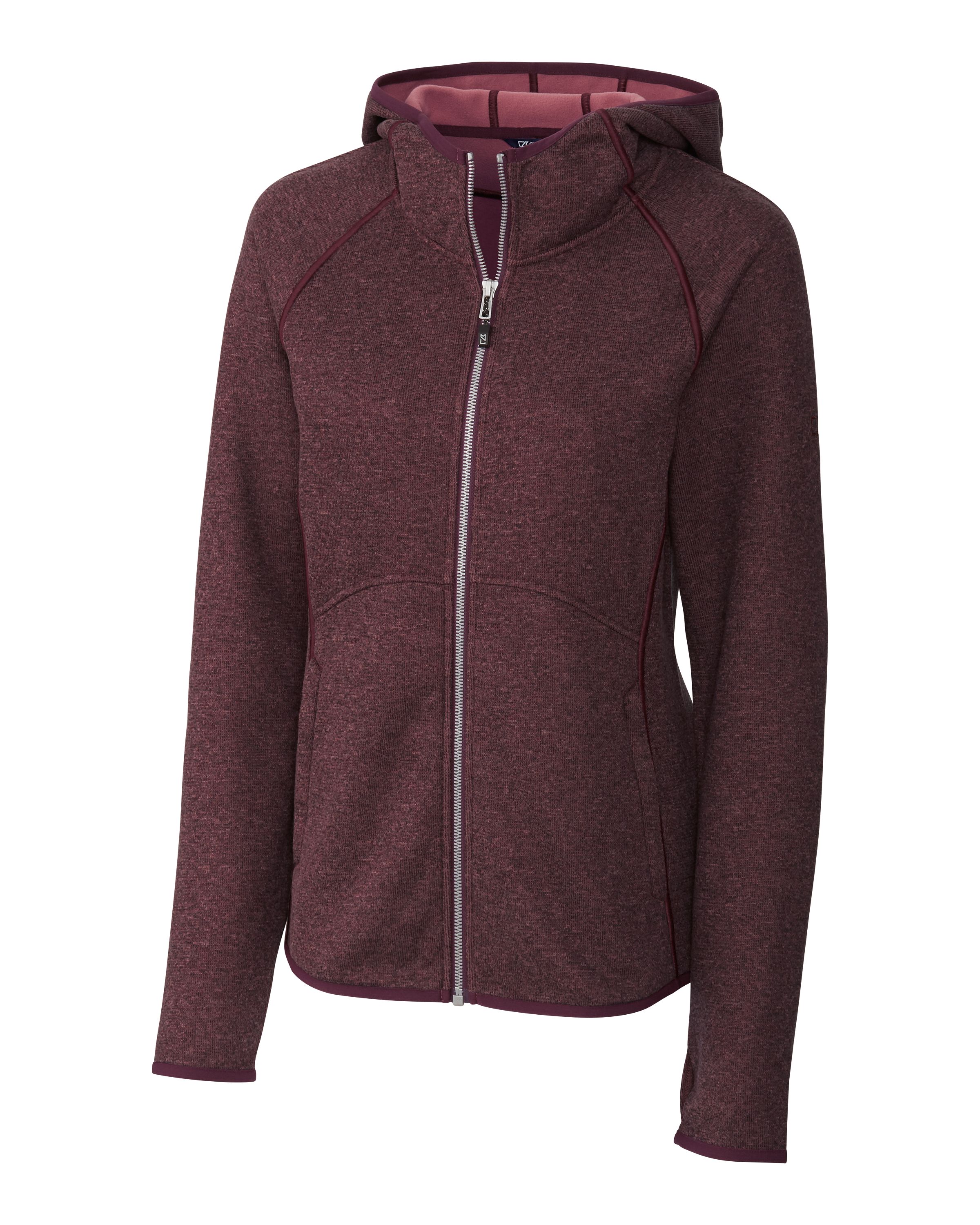 Cutter & Buck Mainsail Sweater-Knit Womens Full Zip Hooded Jacket 114