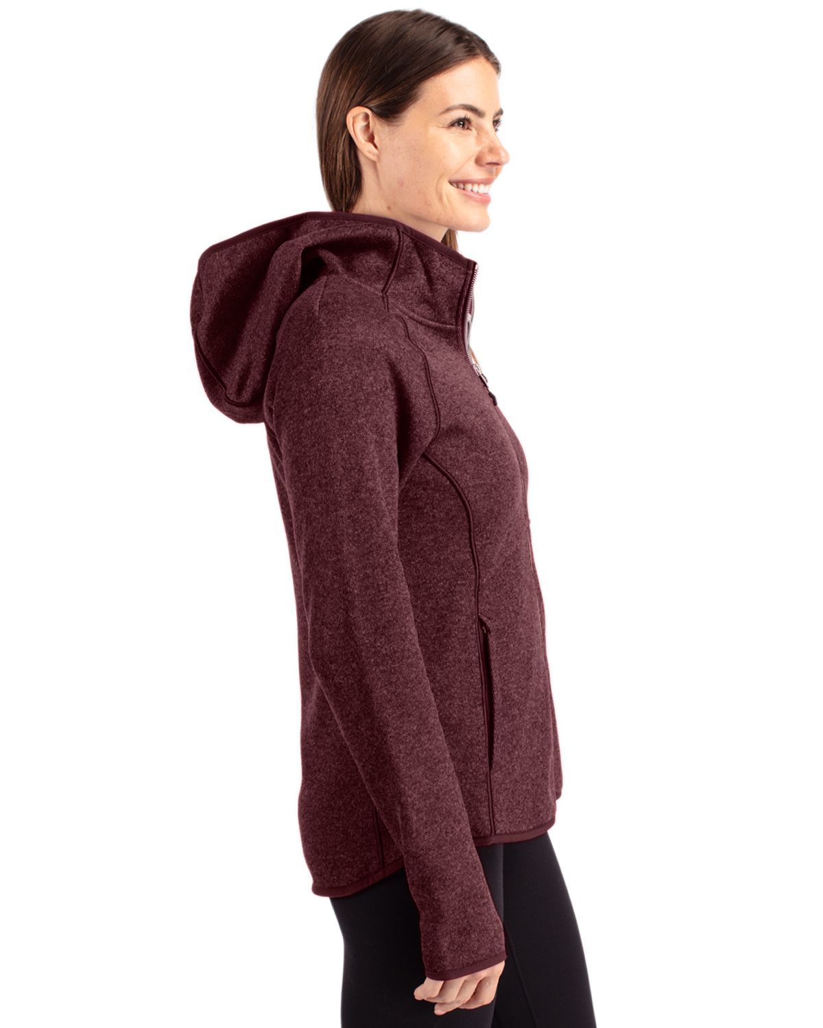 Cutter & Buck Mainsail Sweater-Knit Womens Full Zip Hooded Jacket 80