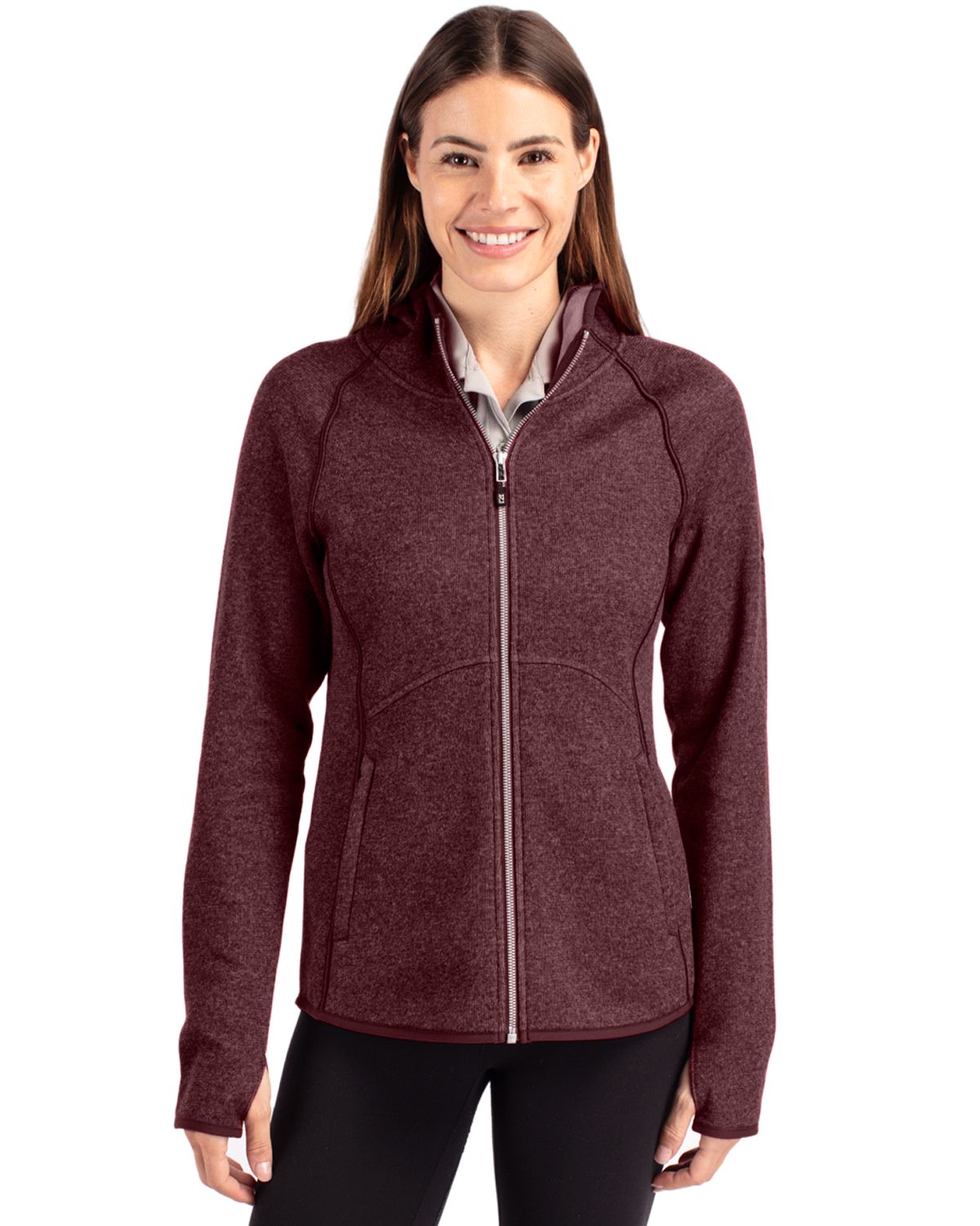 Cutter & Buck Mainsail Sweater-Knit Womens Full Zip Hooded Jacket 20