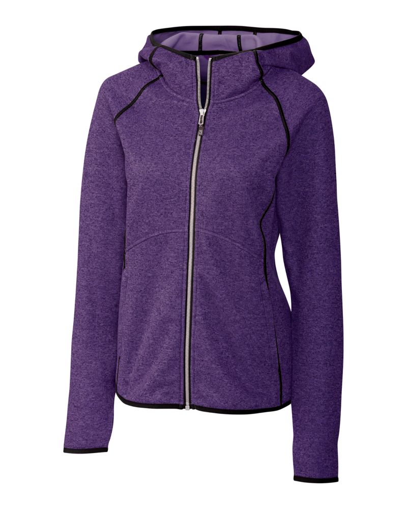 Cutter & Buck Mainsail Sweater-Knit Womens Full Zip Hooded Jacket 123