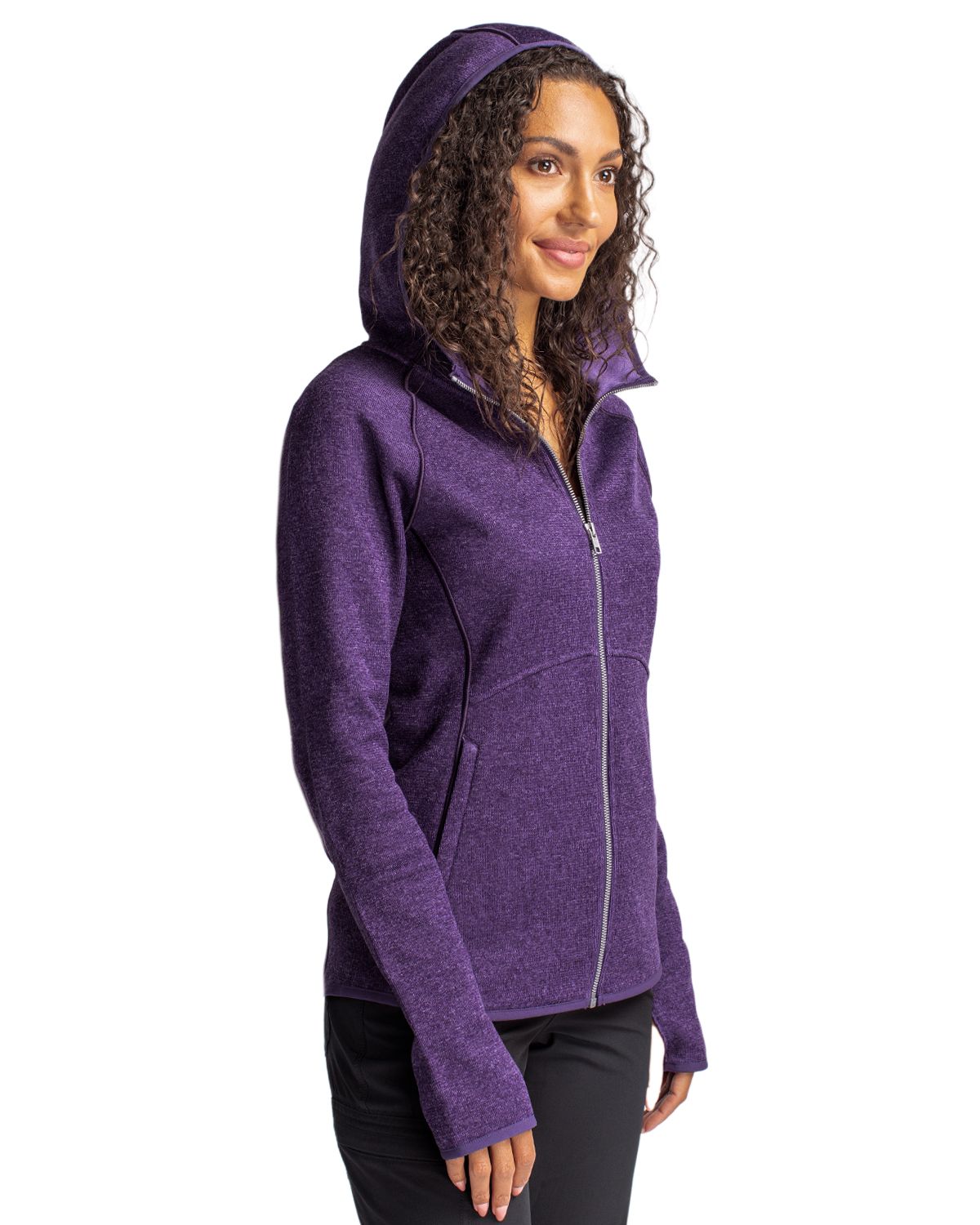 Cutter & Buck Mainsail Sweater-Knit Womens Full Zip Hooded Jacket 19