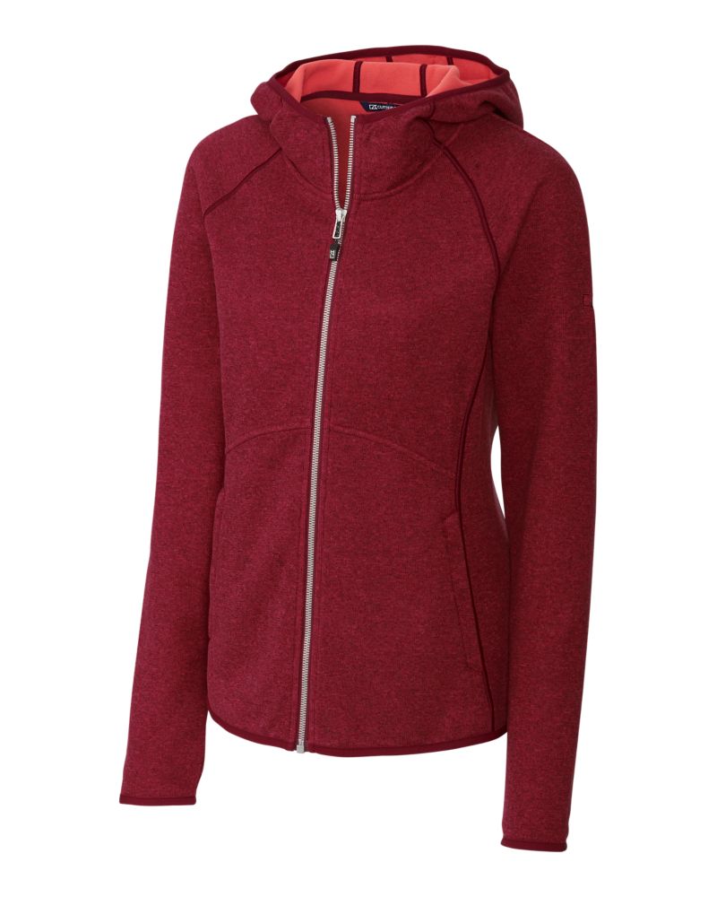 Cutter & Buck Mainsail Sweater-Knit Womens Full Zip Hooded Jacket 103