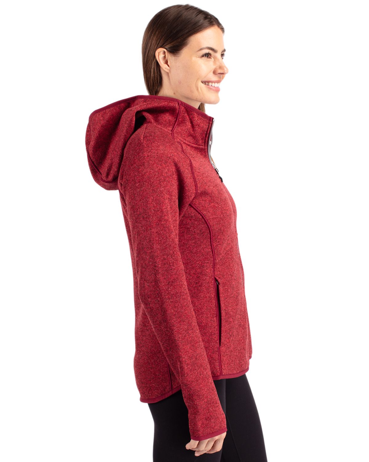 Cutter & Buck Mainsail Sweater-Knit Womens Full Zip Hooded Jacket 118