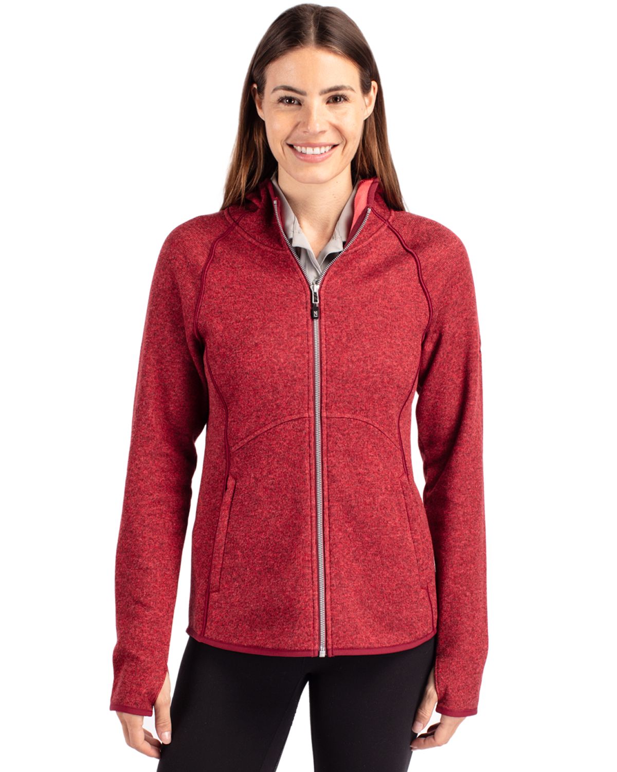 Cutter & Buck Mainsail Sweater-Knit Womens Full Zip Hooded Jacket 78
