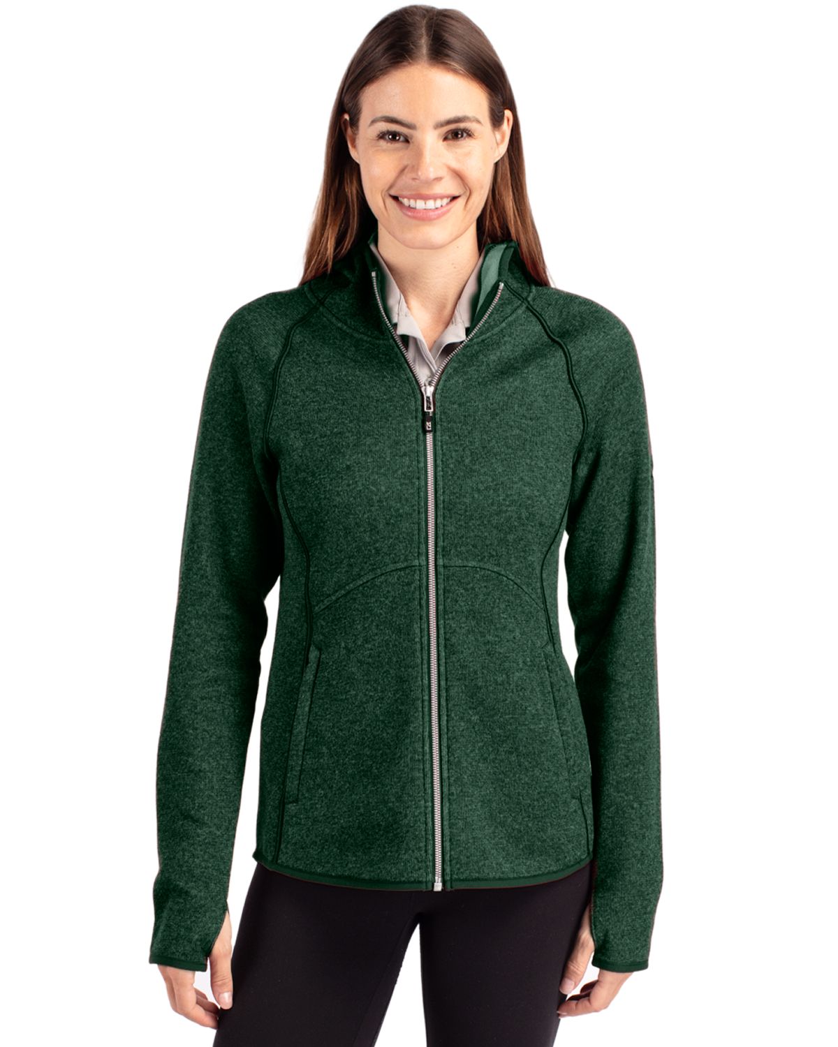 Cutter & Buck Mainsail Sweater-Knit Womens Full Zip Hooded Jacket 108