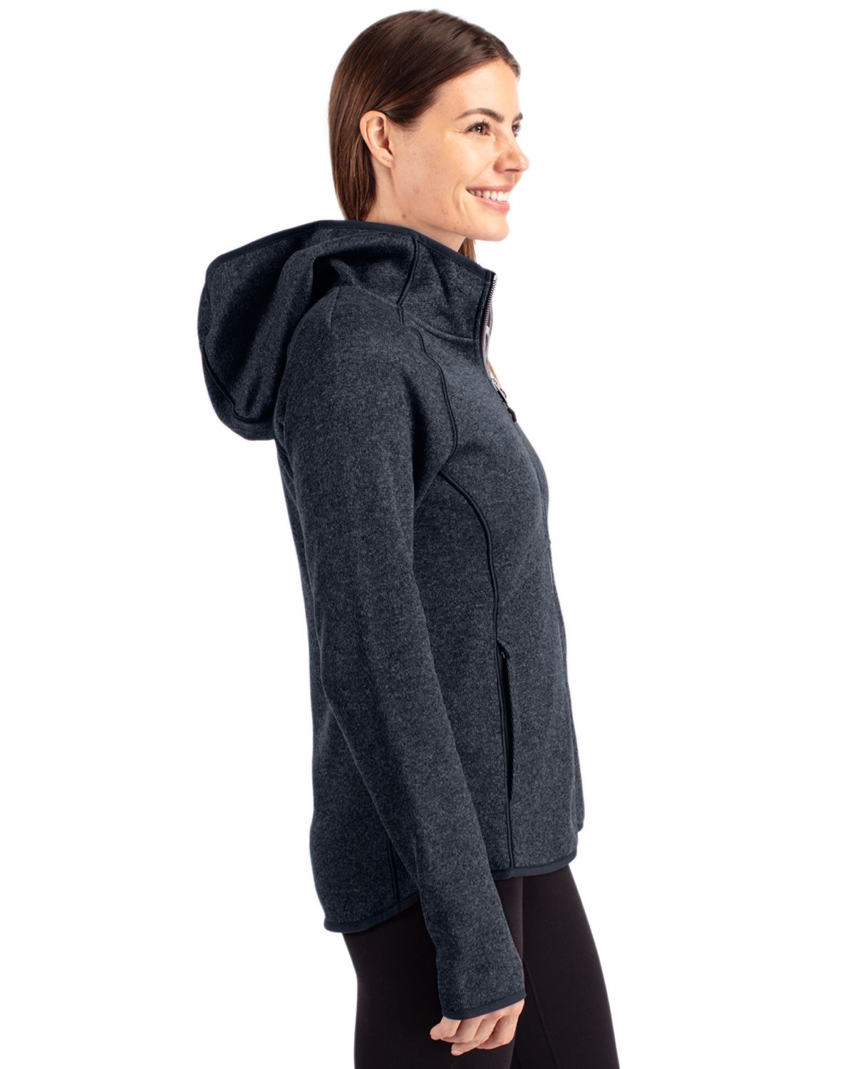 Cutter & Buck Mainsail Sweater-Knit Womens Full Zip Hooded Jacket 16