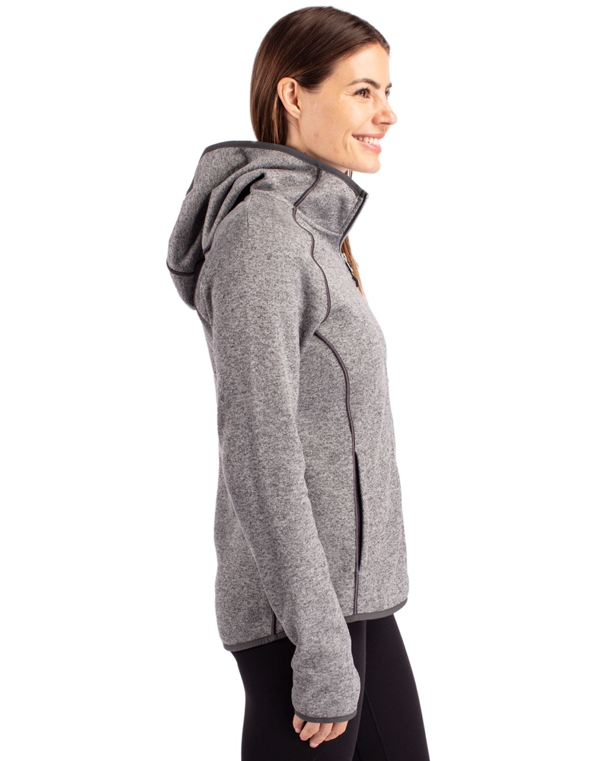 Cutter & Buck Mainsail Sweater-Knit Womens Full Zip Hooded Jacket 77