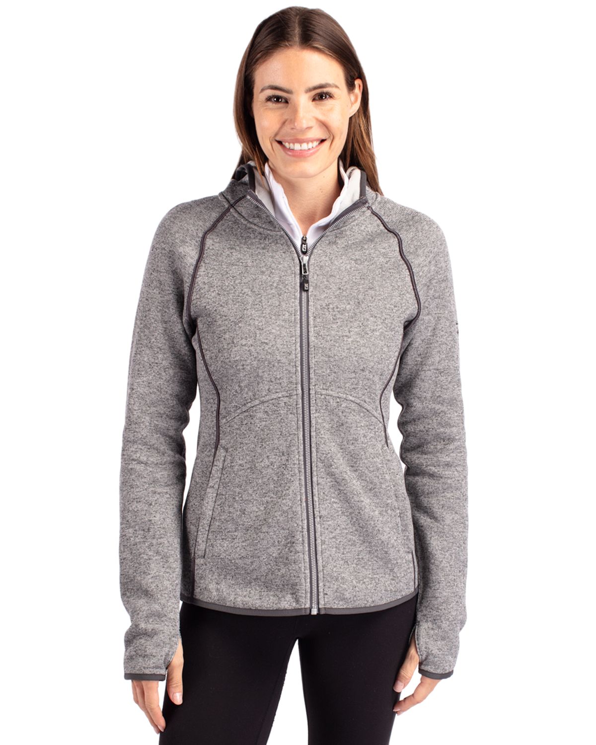 Cutter & Buck Mainsail Sweater-Knit Womens Full Zip Hooded Jacket 17