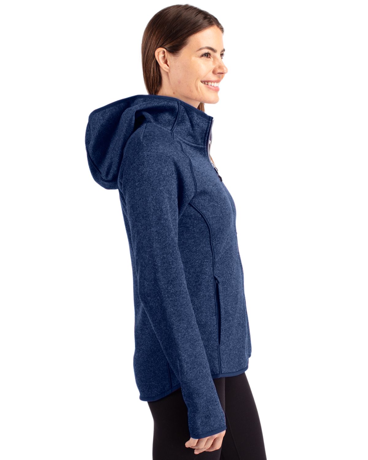 Cutter & Buck Mainsail Sweater-Knit Womens Full Zip Hooded Jacket 8