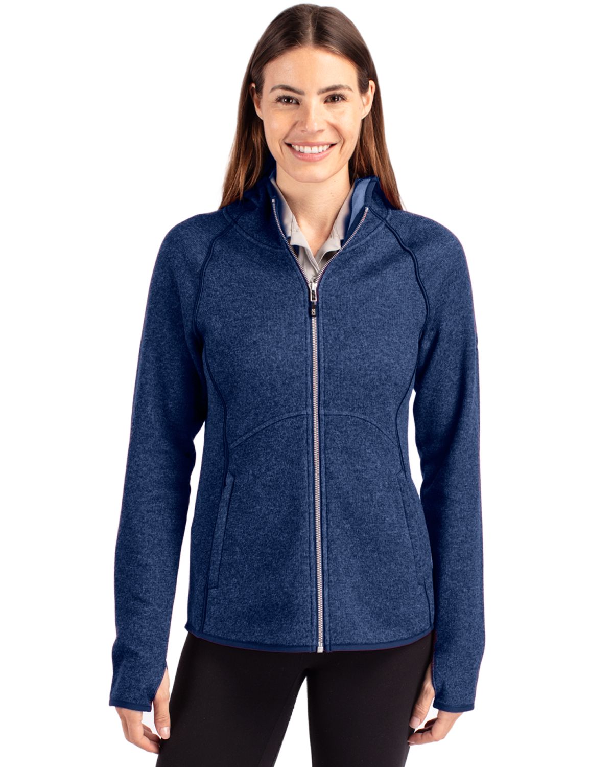 Cutter & Buck Mainsail Sweater-Knit Womens Full Zip Hooded Jacket 105