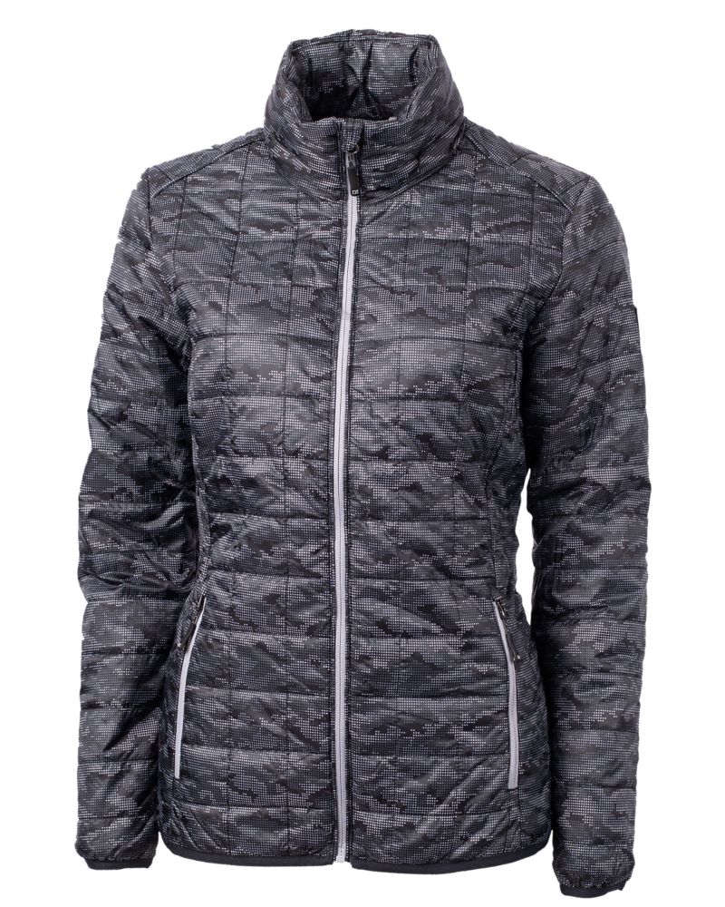 Cutter & Buck Rainier Recycled Insulated Printed Puffer Womens Full Zip Jacket 10