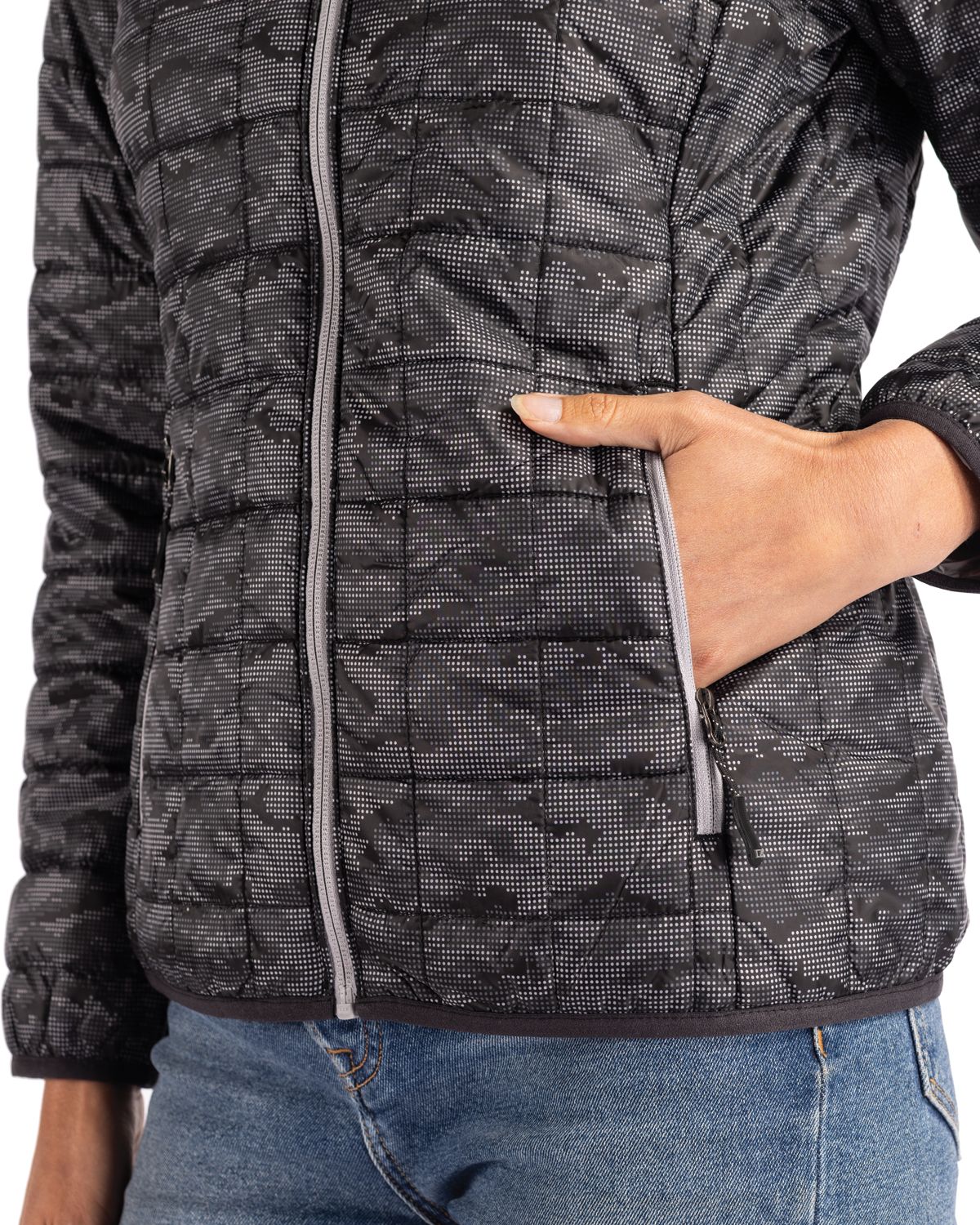 Cutter & Buck Rainier Recycled Insulated Printed Puffer Womens Full Zip Jacket 3