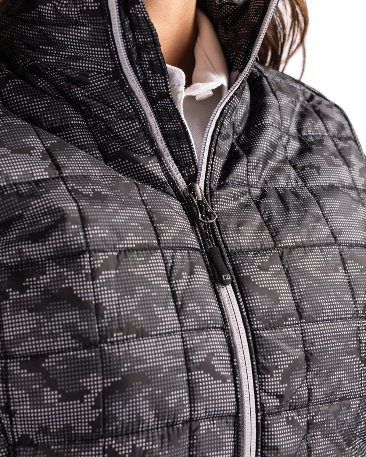 Cutter & Buck Rainier Recycled Insulated Printed Puffer Womens Full Zip Jacket 45
