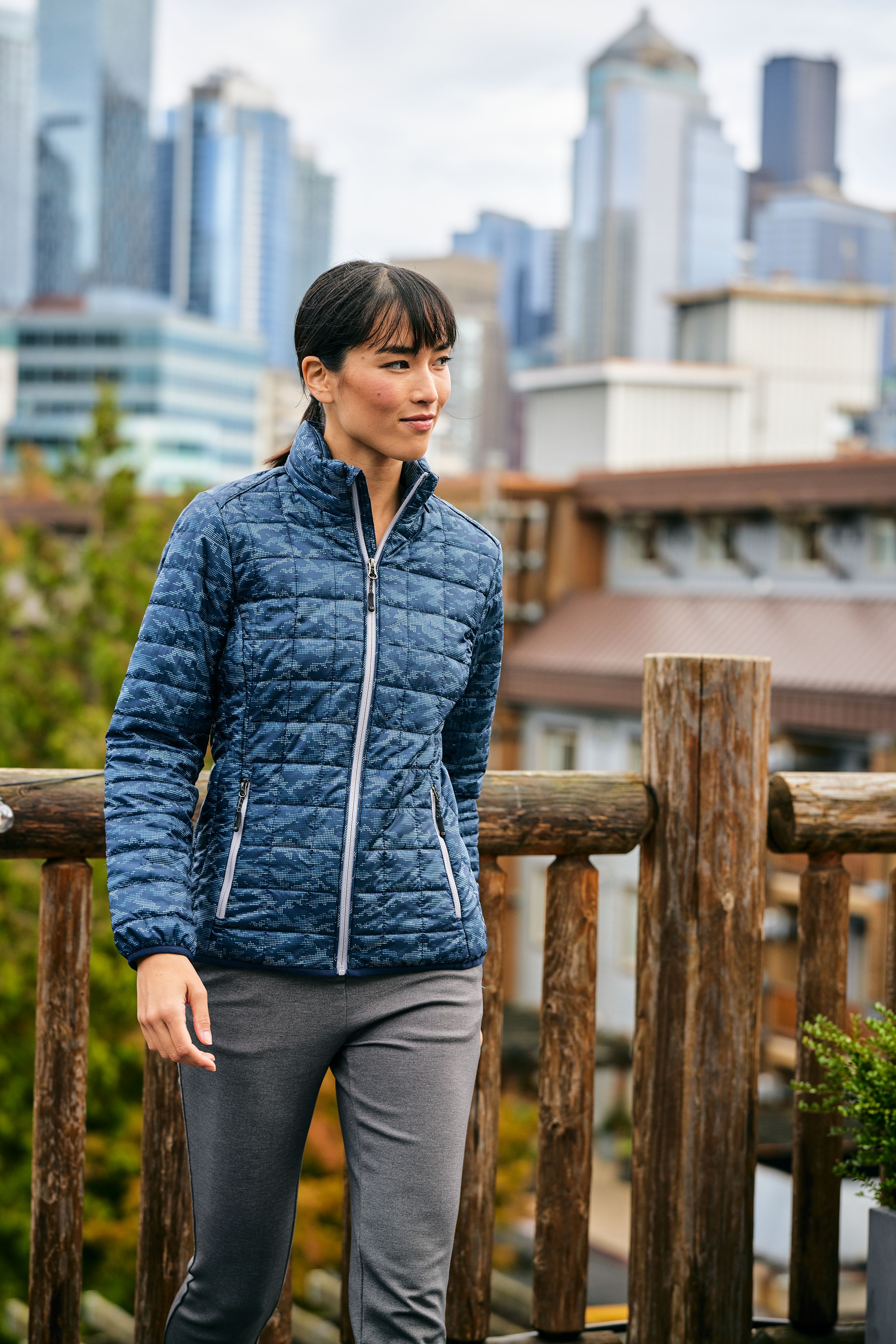 Cutter & Buck Rainier Recycled Insulated Printed Puffer Womens Full Zip Jacket 2