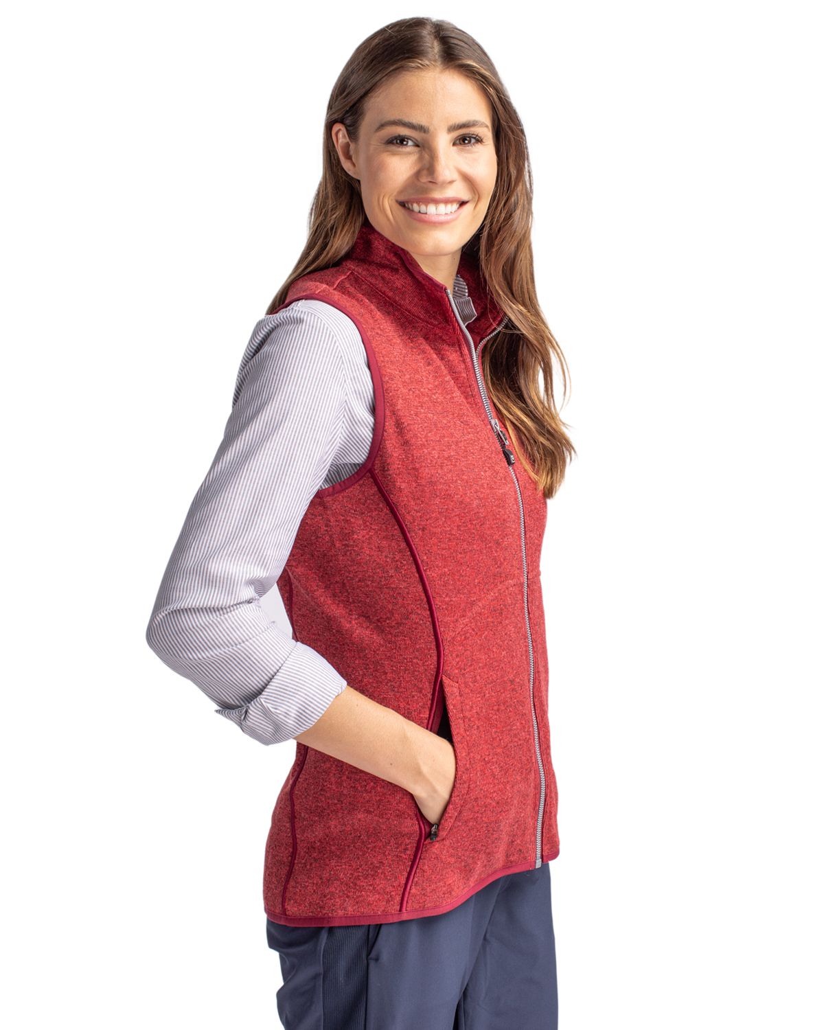 Cutter & Buck Mainsail Sweater-Knit Womens Full Zip Vest 67
