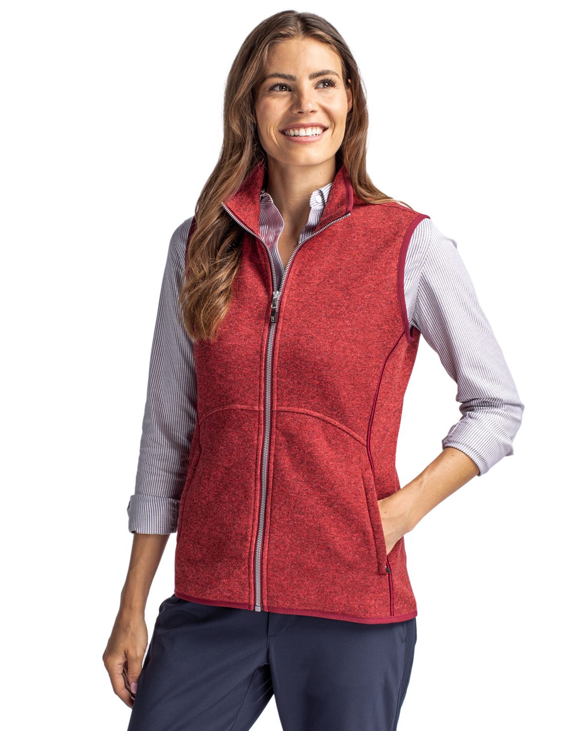 Cutter & Buck Mainsail Sweater-Knit Womens Full Zip Vest 5