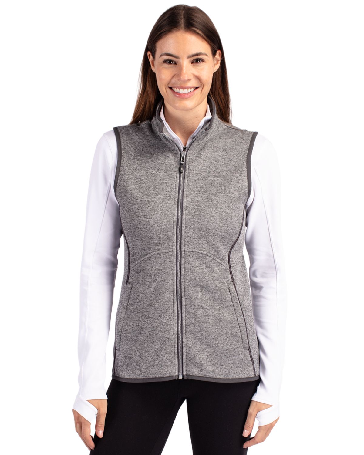 Cutter & Buck Mainsail Sweater-Knit Womens Full Zip Vest 46