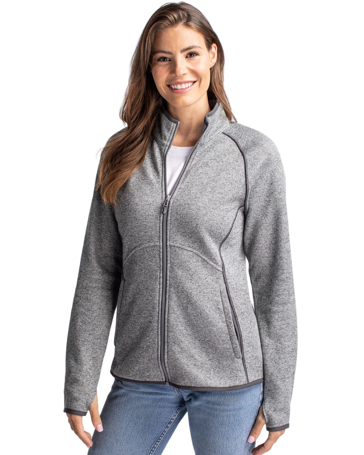 Cutter & Buck Mainsail Sweater-Knit Womens Full Zip Jacket 55