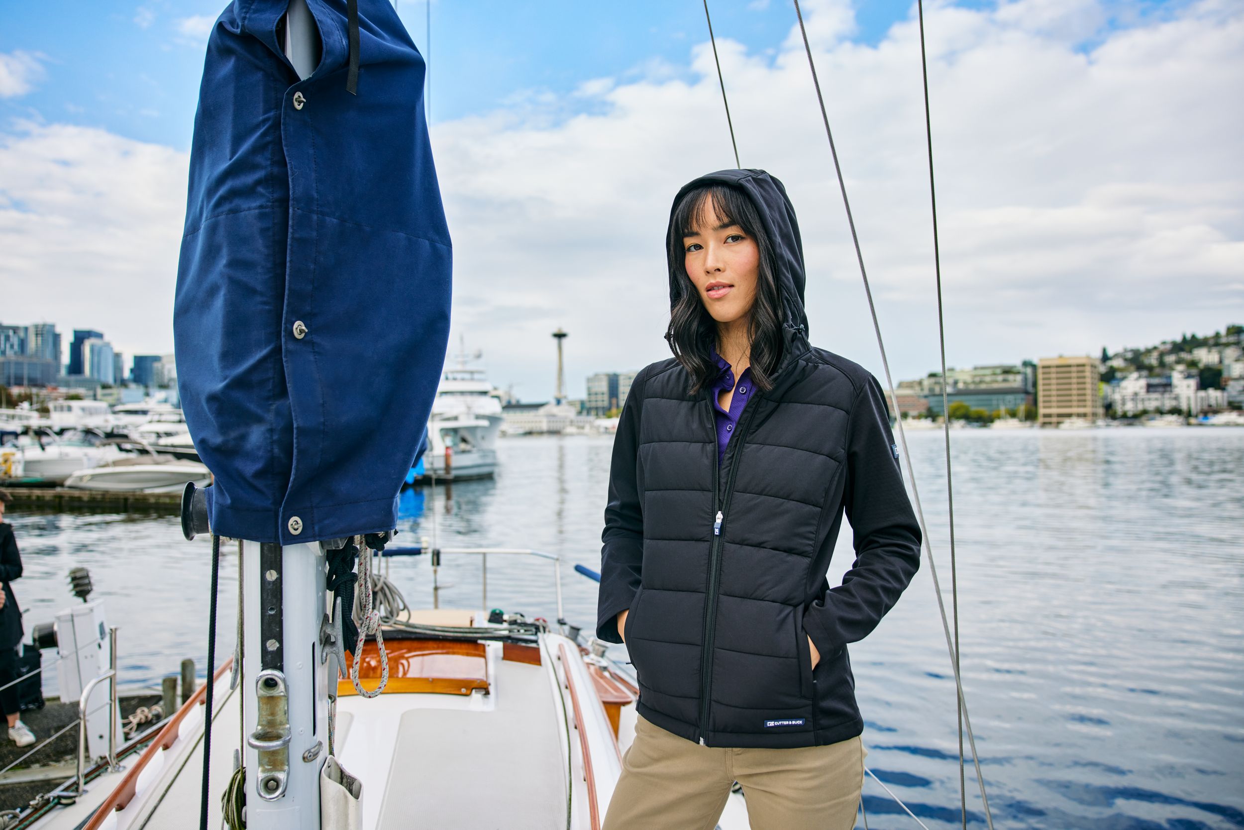 Cutter & Buck Evoke Epic Versatility Recycled Hybrid Softshell Womens Full Zip Hooded Jacket