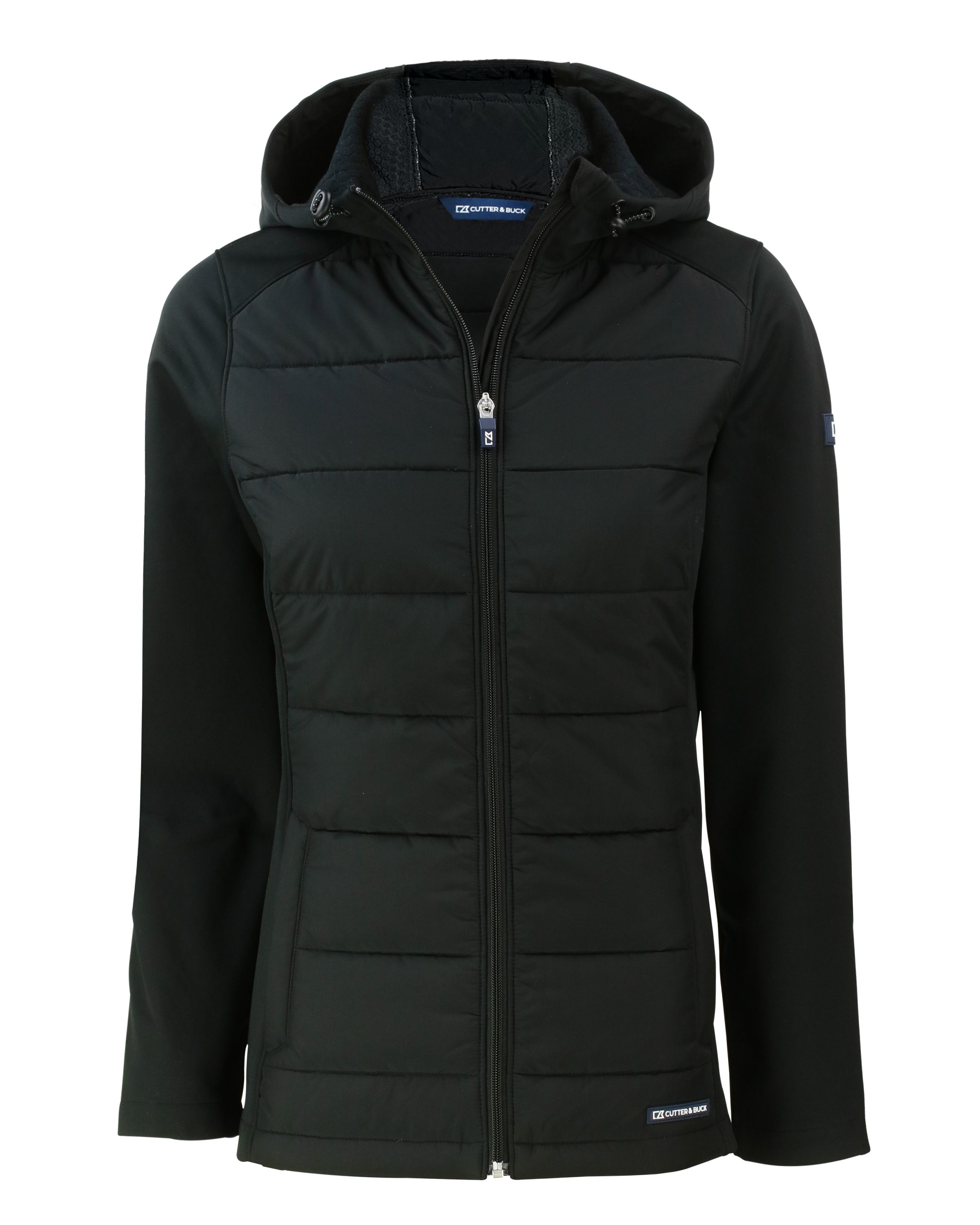 CB Evoke Hybrid Eco Softshell Recycled Full Zip Womens Hooded Jacket-Cutter &#38; Buck