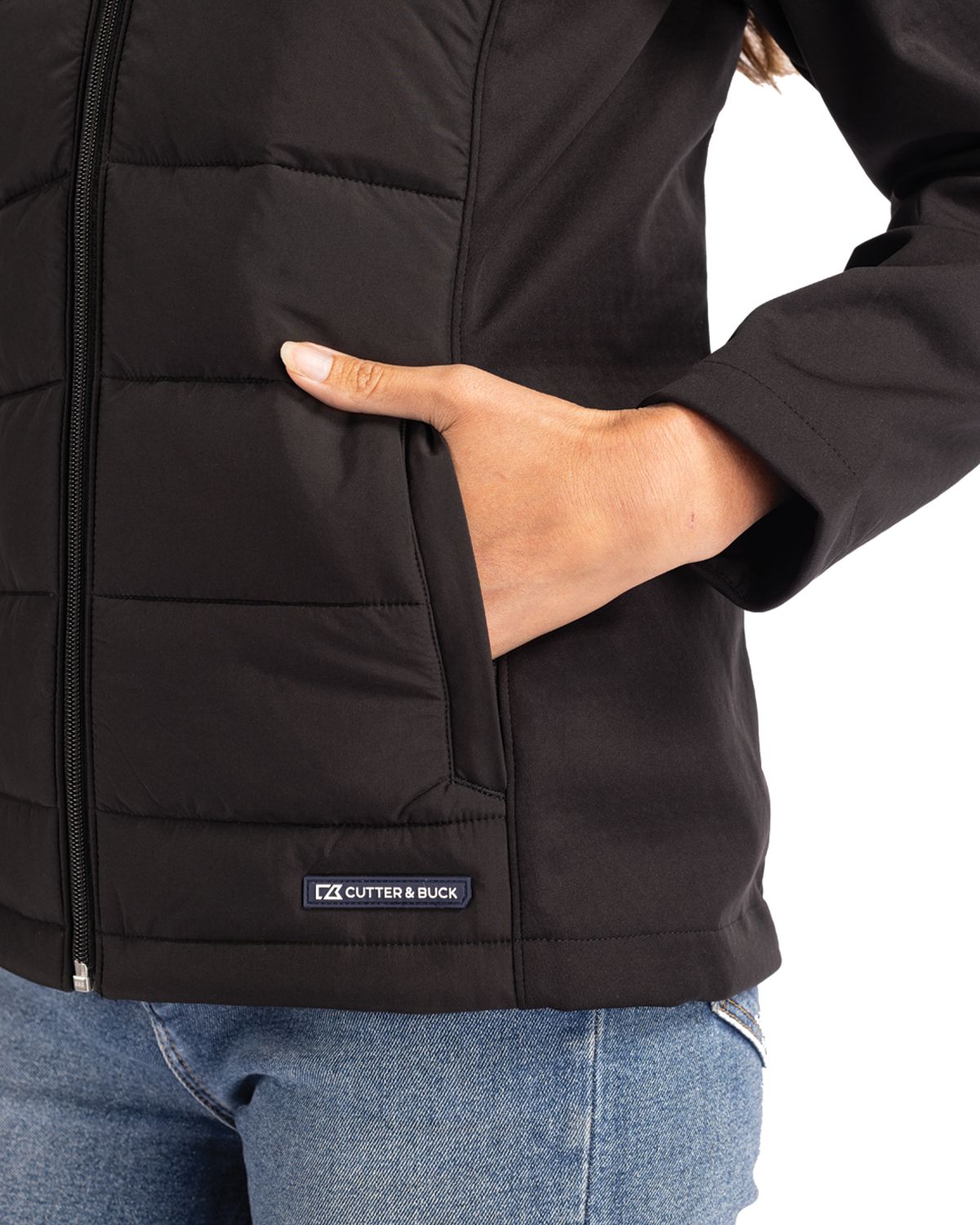 Cutter & Buck Evoke Recycled Honeycomb Fleece Womens Hybrid Full Zip Jacket 8
