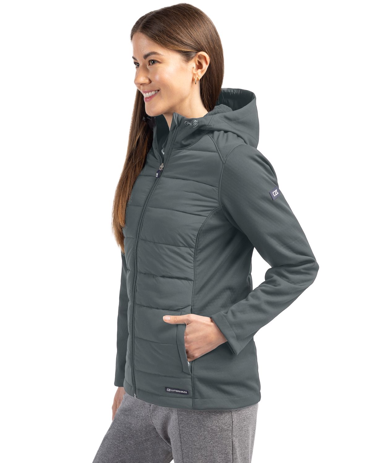 Cutter & Buck Evoke Recycled Honeycomb Fleece Womens Hybrid Full Zip Jacket 84