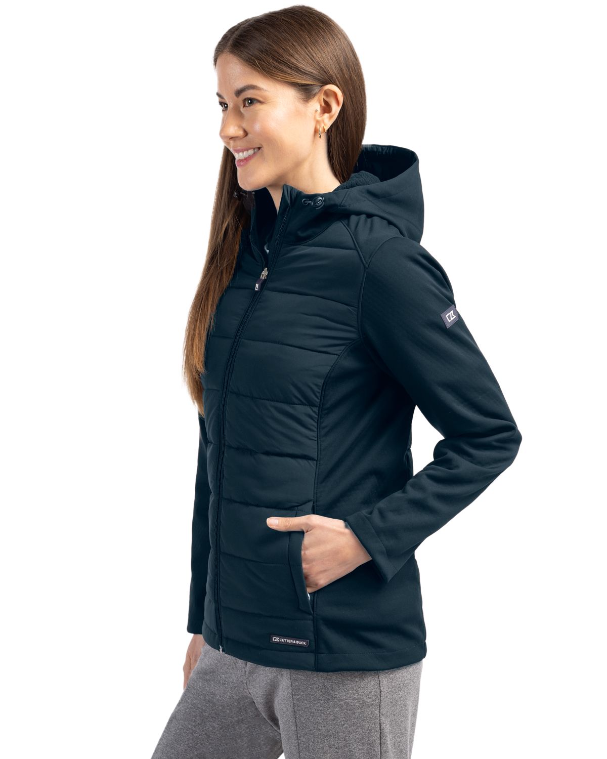 Cutter & Buck Evoke Recycled Honeycomb Fleece Womens Hybrid Full Zip Jacket 86