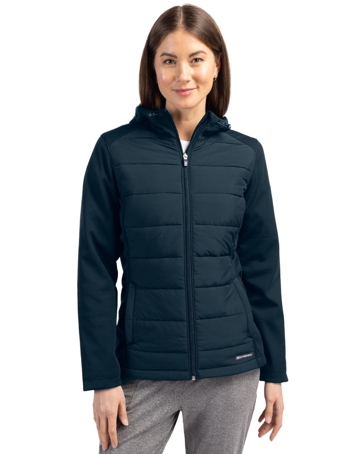 Cutter & Buck Evoke Recycled Honeycomb Fleece Womens Hybrid Full Zip Jacket 85