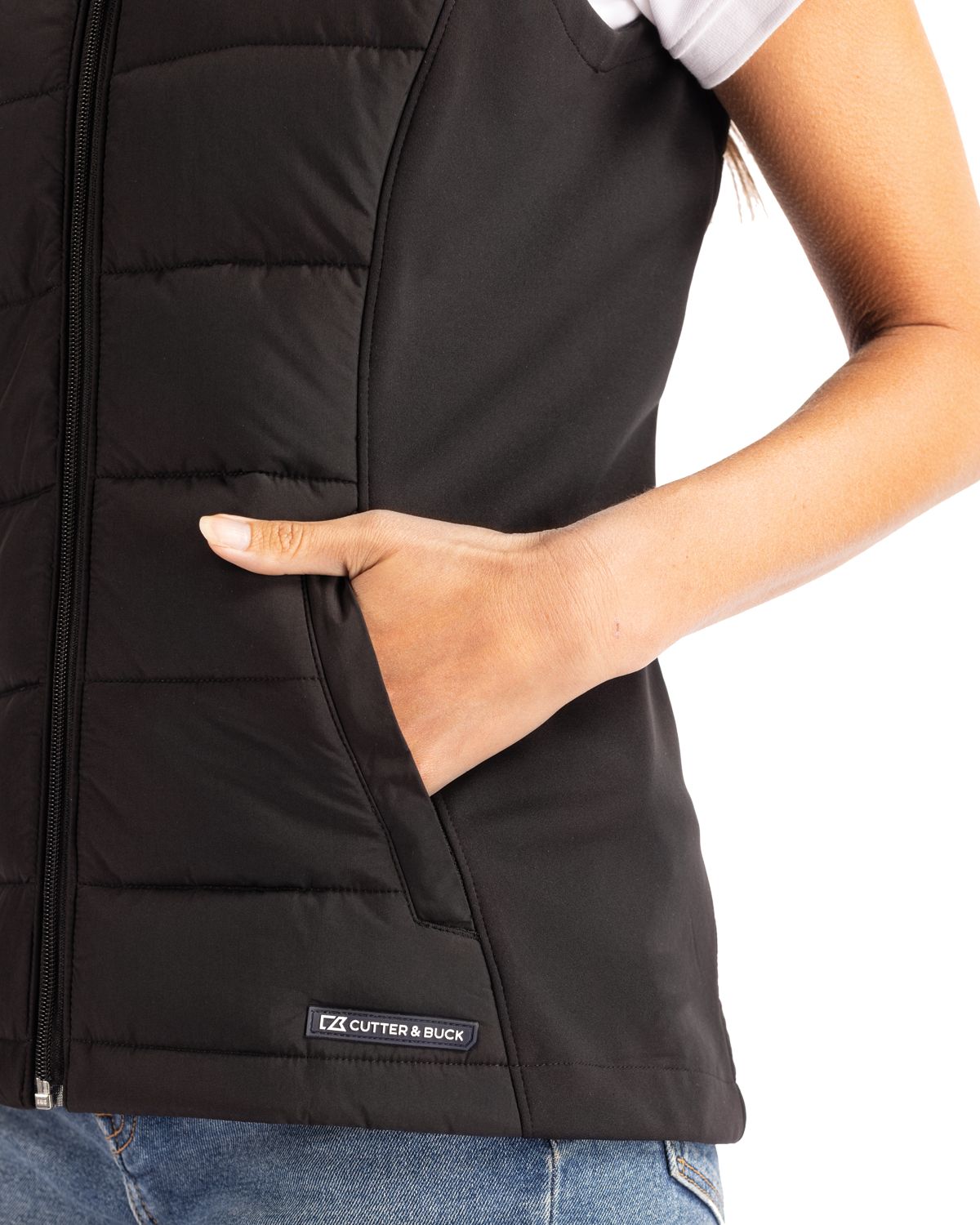 Cutter & Buck Evoke Recycled Honeycomb Fleece Womens Hybrid Full Zip Vest 72