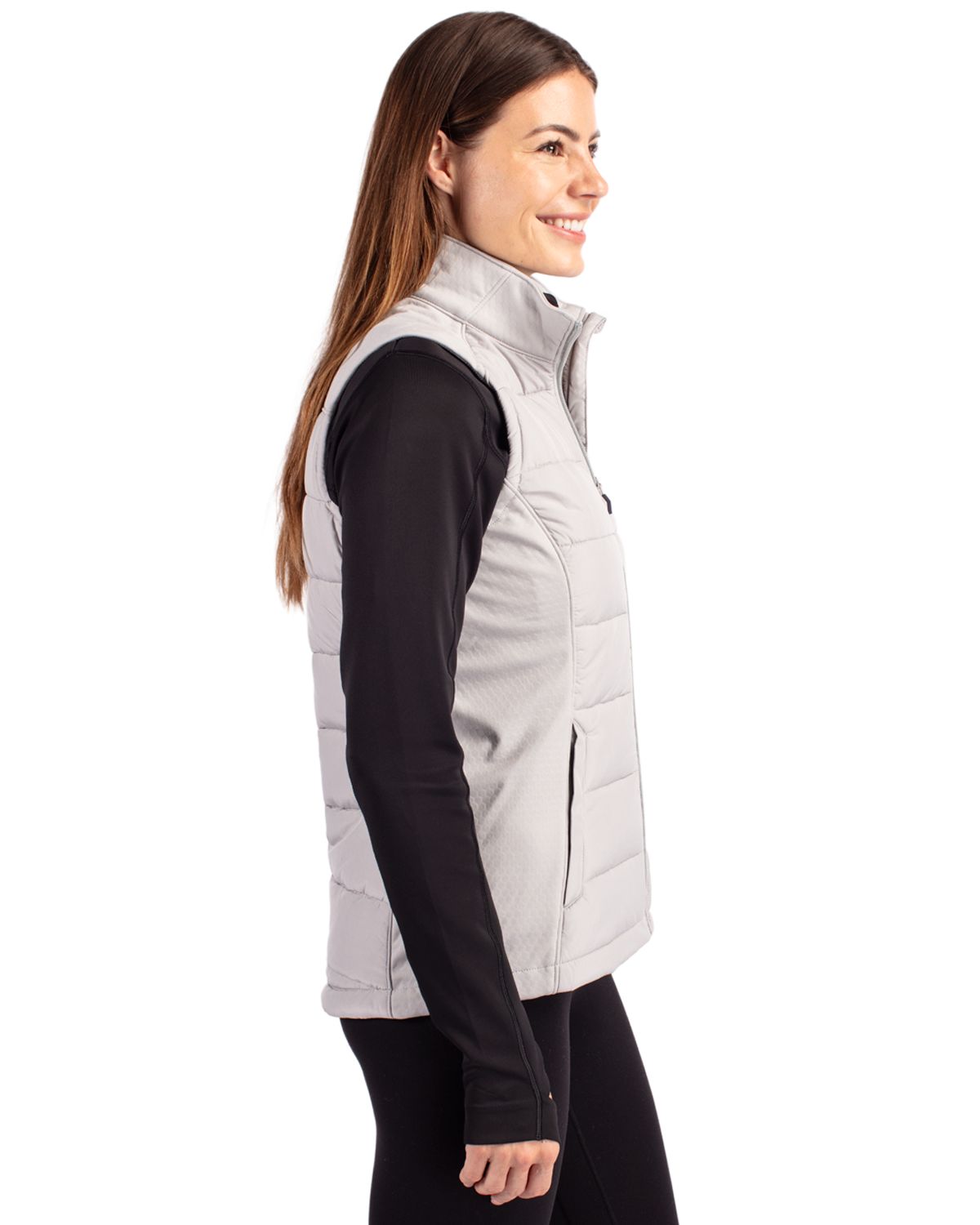 Cutter & Buck Evoke Recycled Honeycomb Fleece Womens Hybrid Full Zip Vest 86
