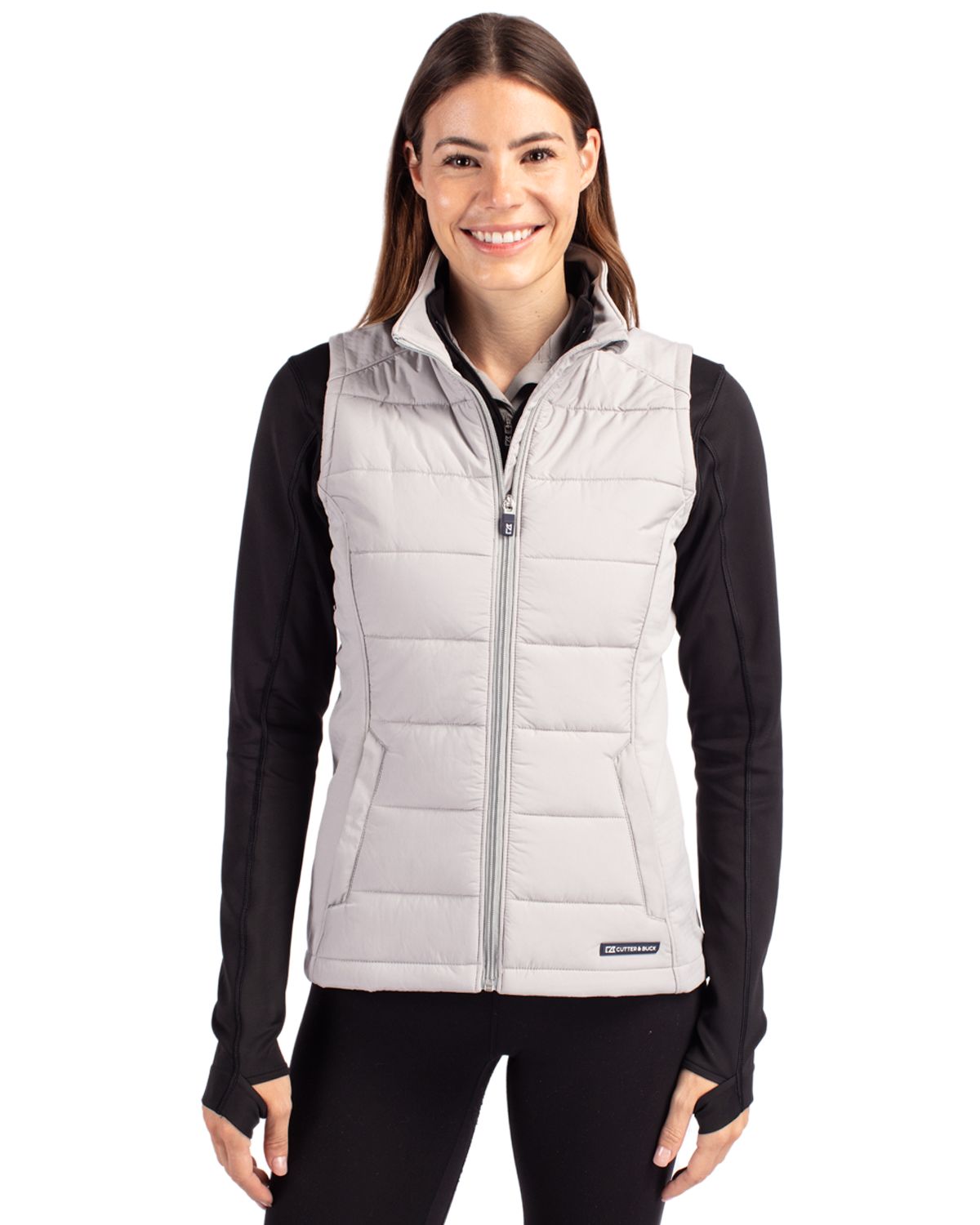 Cutter & Buck Evoke Recycled Honeycomb Fleece Womens Hybrid Full Zip Vest 13