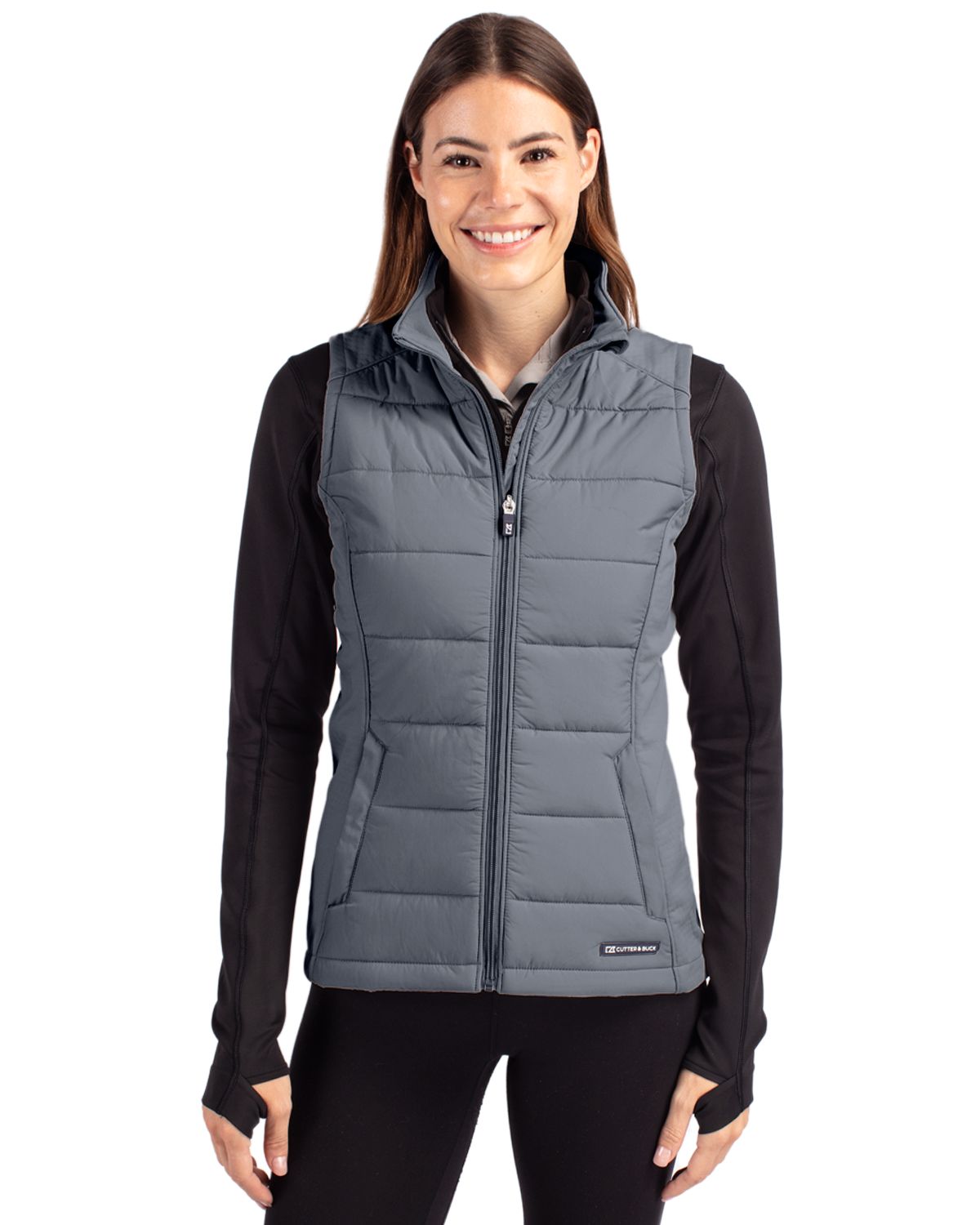 Cutter & Buck Evoke Recycled Honeycomb Fleece Womens Hybrid Full Zip Vest 74