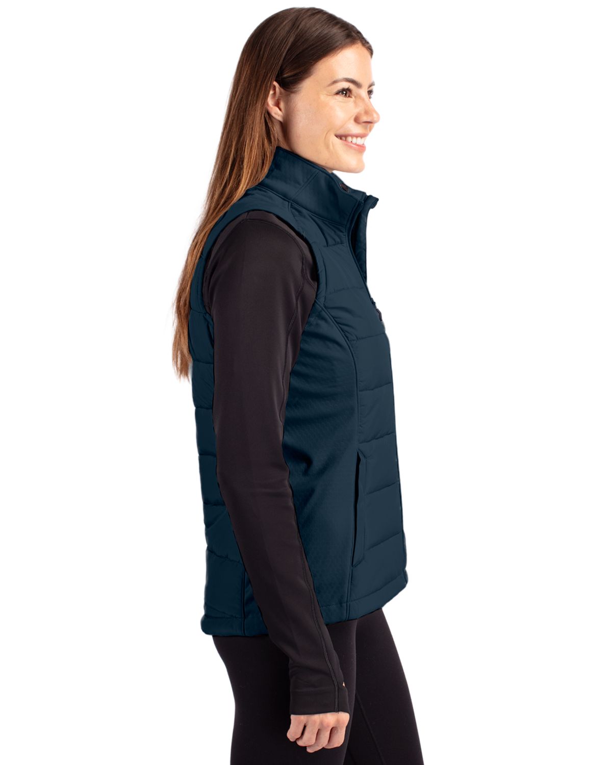 Cutter & Buck Evoke Recycled Honeycomb Fleece Womens Hybrid Full Zip Vest 20