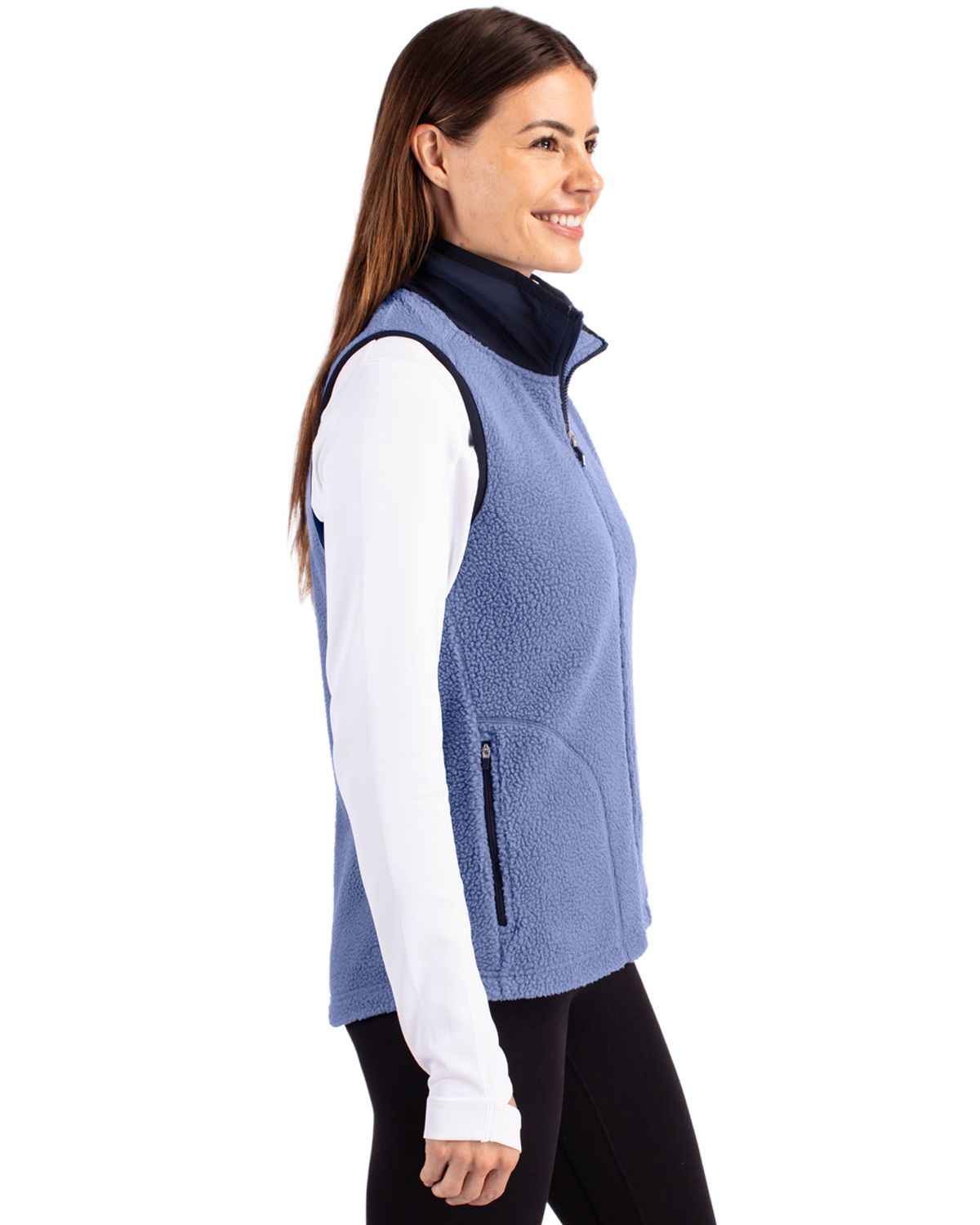 Cutter & Buck Cascade Epic Comfort Recycled Sherpa Fleece Womens Full Zip Vest 4
