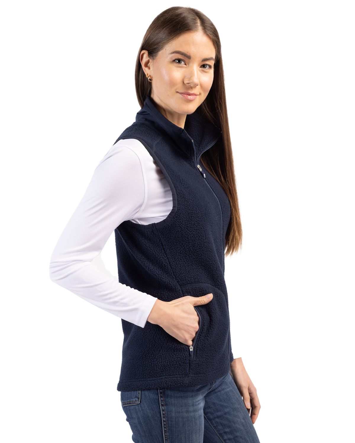 Cutter & Buck Cascade Epic Comfort Recycled Sherpa Fleece Womens Full Zip Vest 31