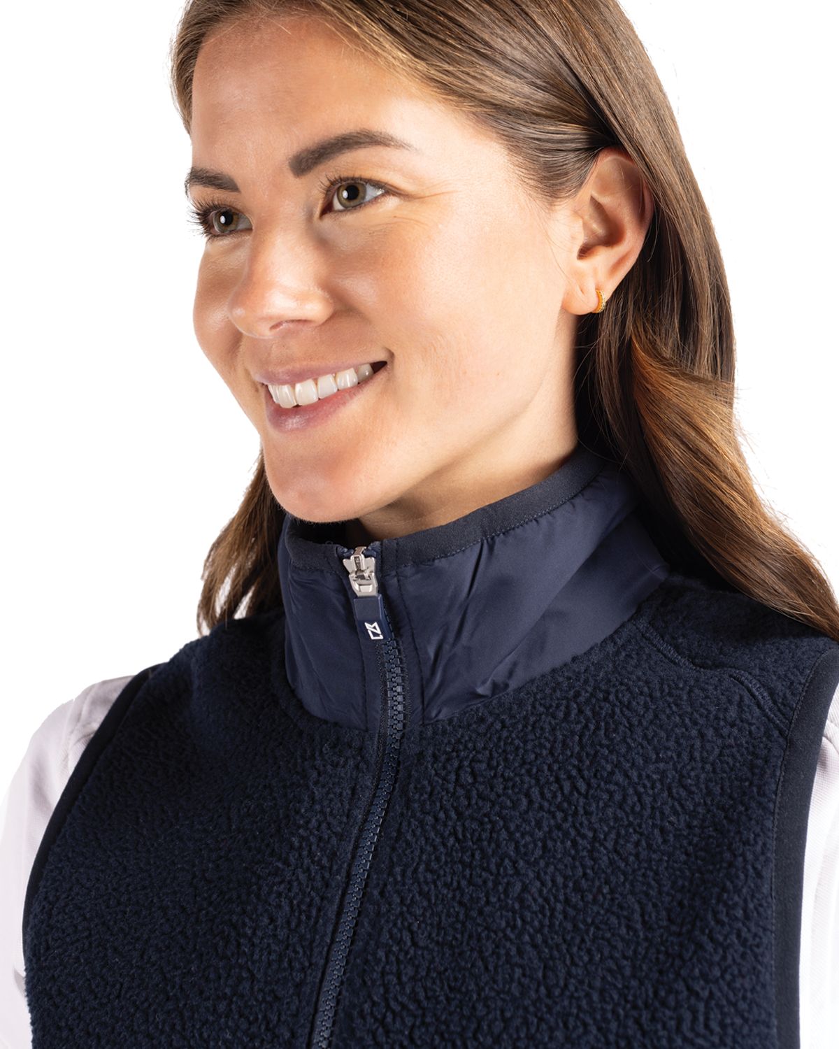 Cutter & Buck Cascade Epic Comfort Recycled Sherpa Fleece Womens Full Zip Vest 27