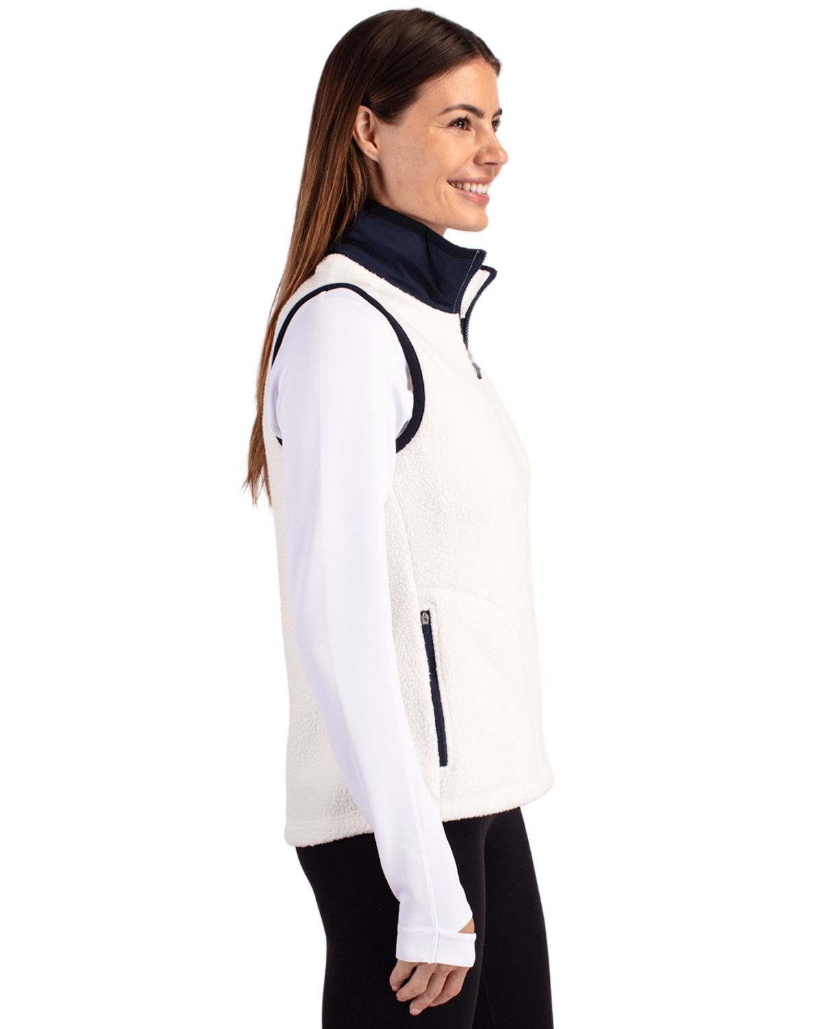 Cutter & Buck Cascade Epic Comfort Recycled Sherpa Fleece Womens Full Zip Vest 37