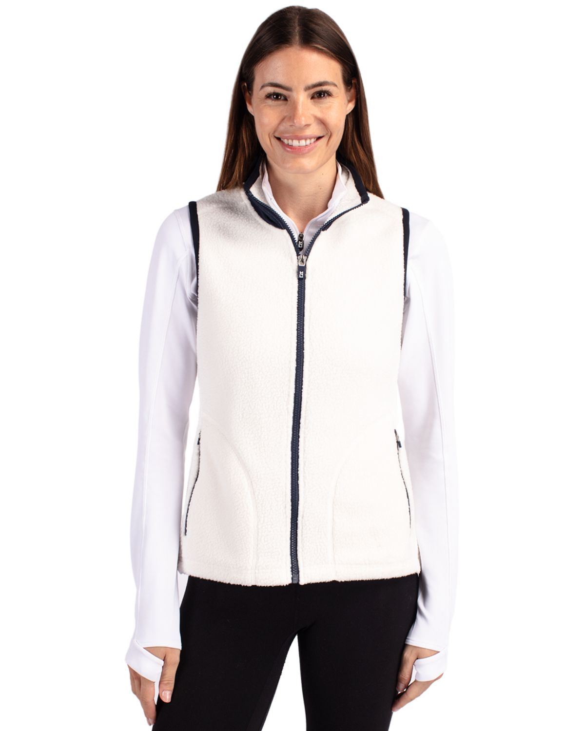 Cutter & Buck Cascade Epic Comfort Recycled Sherpa Fleece Womens Full Zip Vest 35