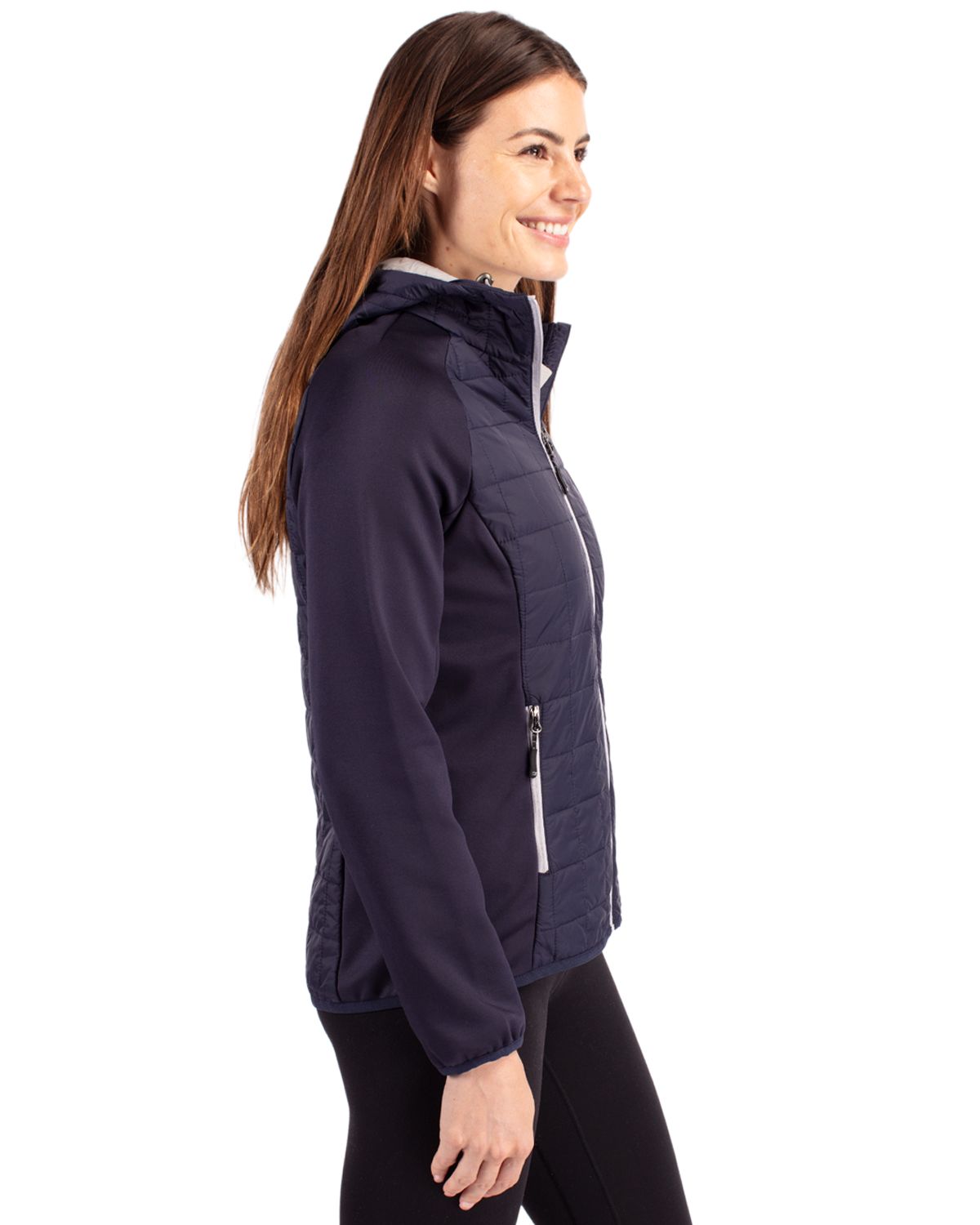 Cutter & Buck Rainier Recycled Insulated Hybrid Puffer Womens Full Zip Jacket 44