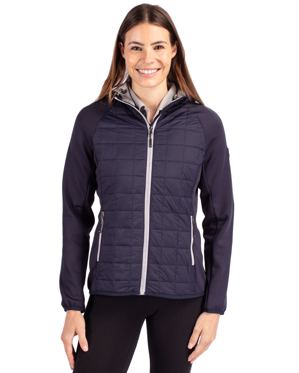 Cutter & Buck Rainier Recycled Insulated Hybrid Puffer Womens Full Zip Jacket 42