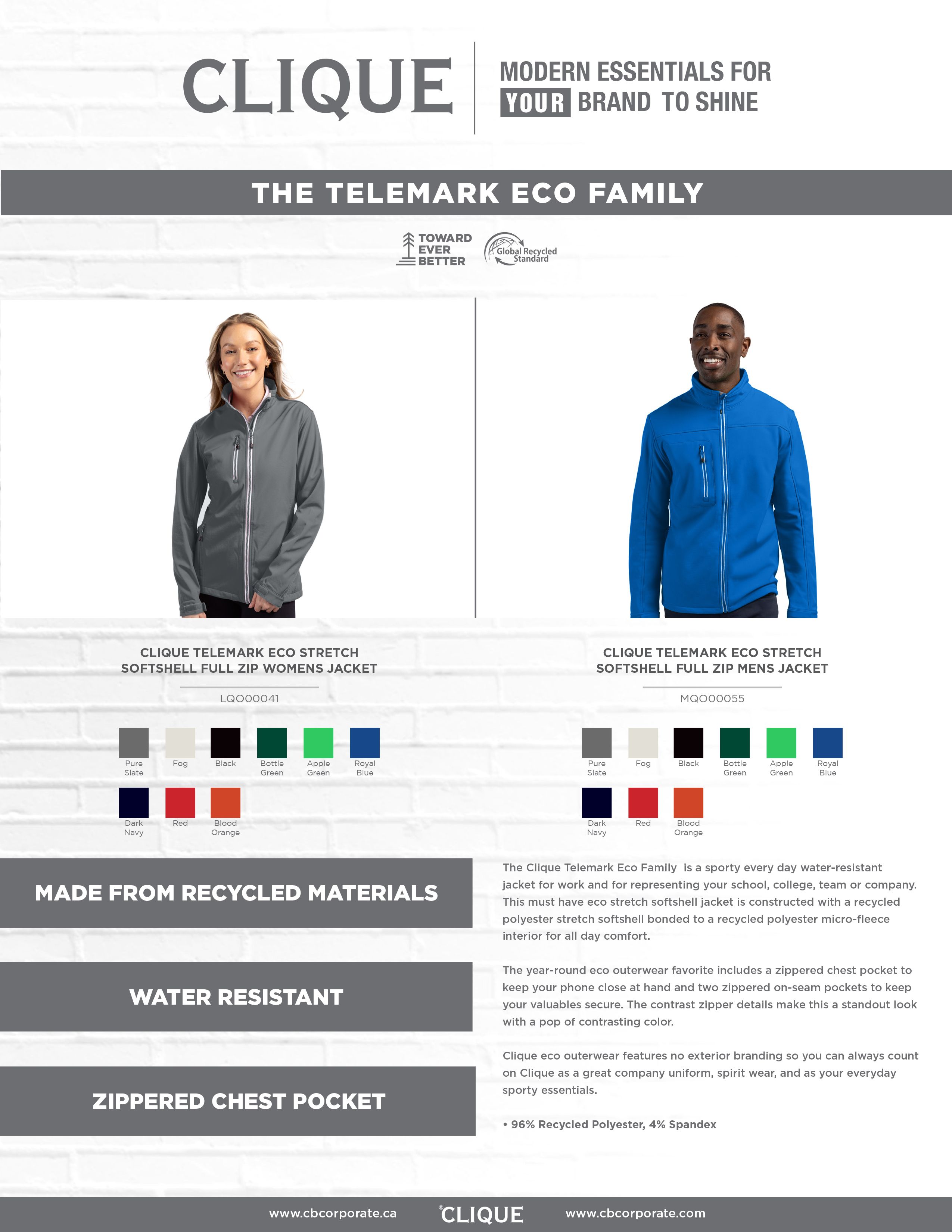 Clique Telemark Recycled Stretch Softshell Womens Full Zip Jacket 7