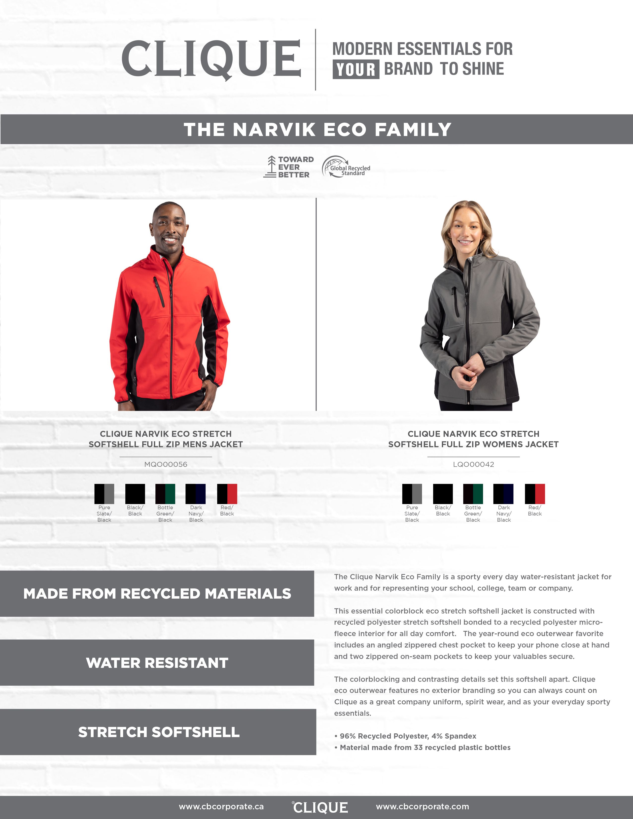 Clique Narvik Recycled Colorblock Stretch Softshell Womens Full Zip Jacket 8