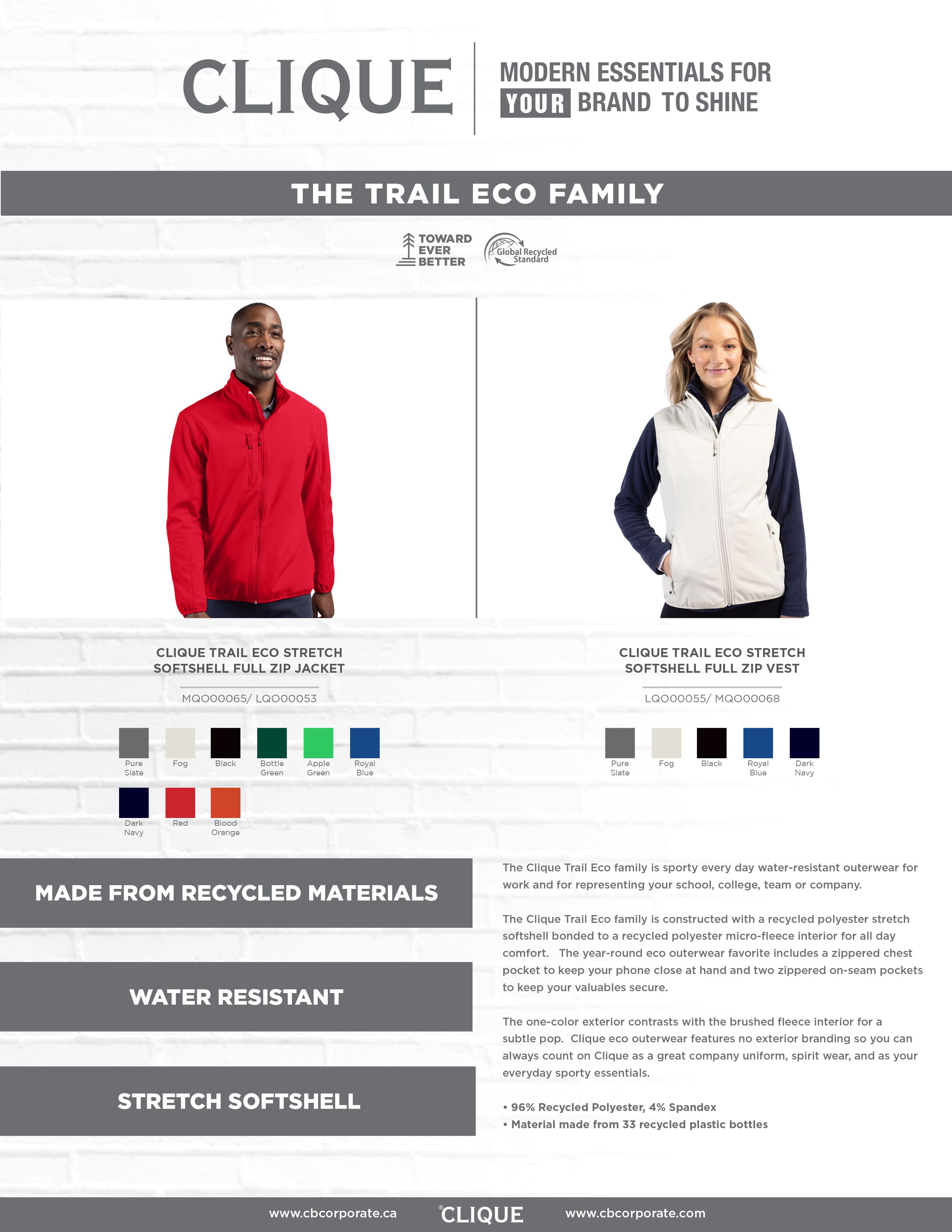 Clique Trail Recycled Stretch Softshell Womens Full Zip Vest 30