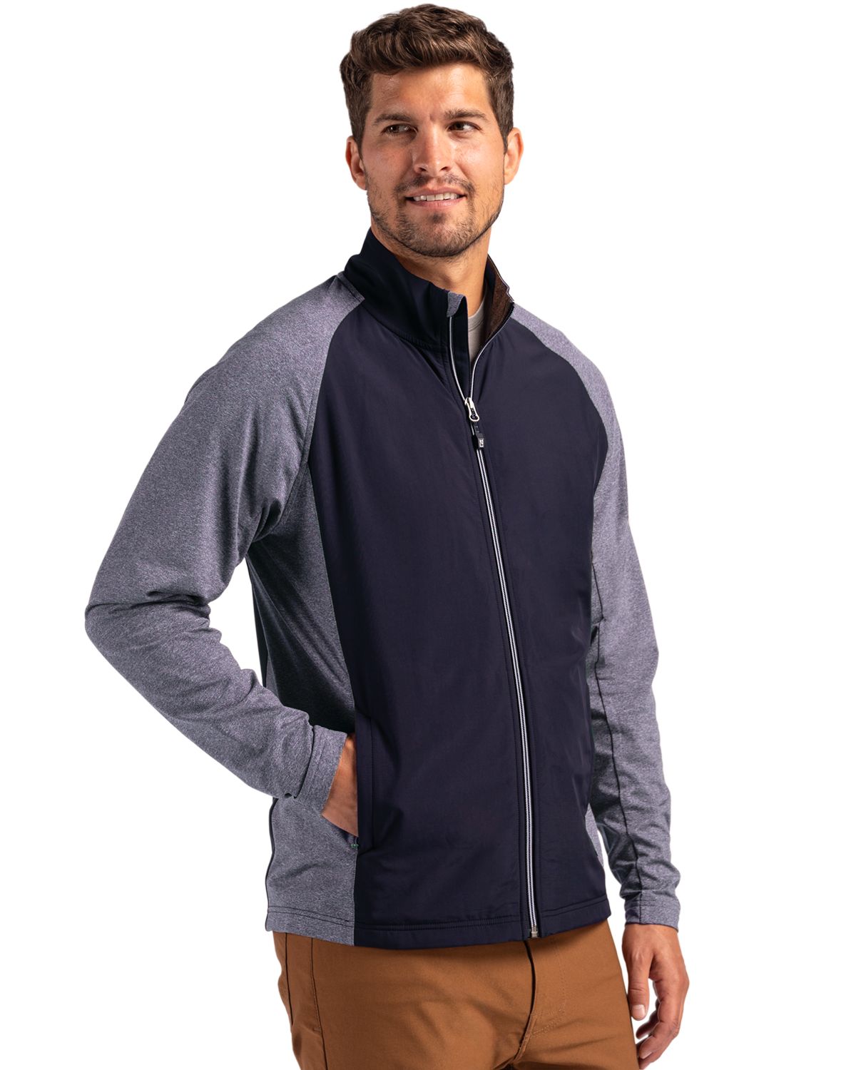 Cutter & Buck Adapt Recycled Soft Knit Stretch Mens Hybrid Full Zip Jacket 172